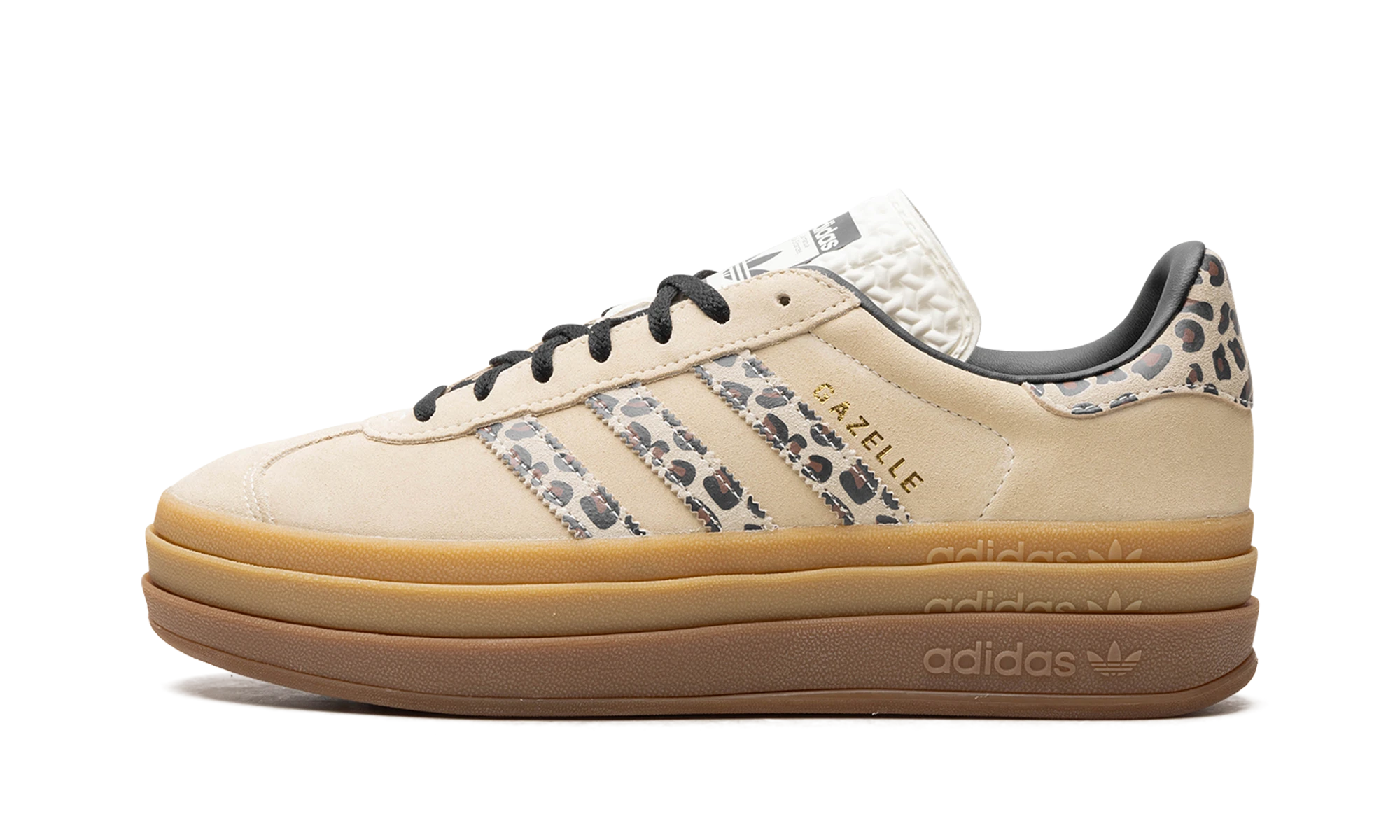 Tenisica Adidas Gazelle Bold Cream Black Leopard (JI1370) od koža bež, bijeli i crni — pogled s vanjske strane.
