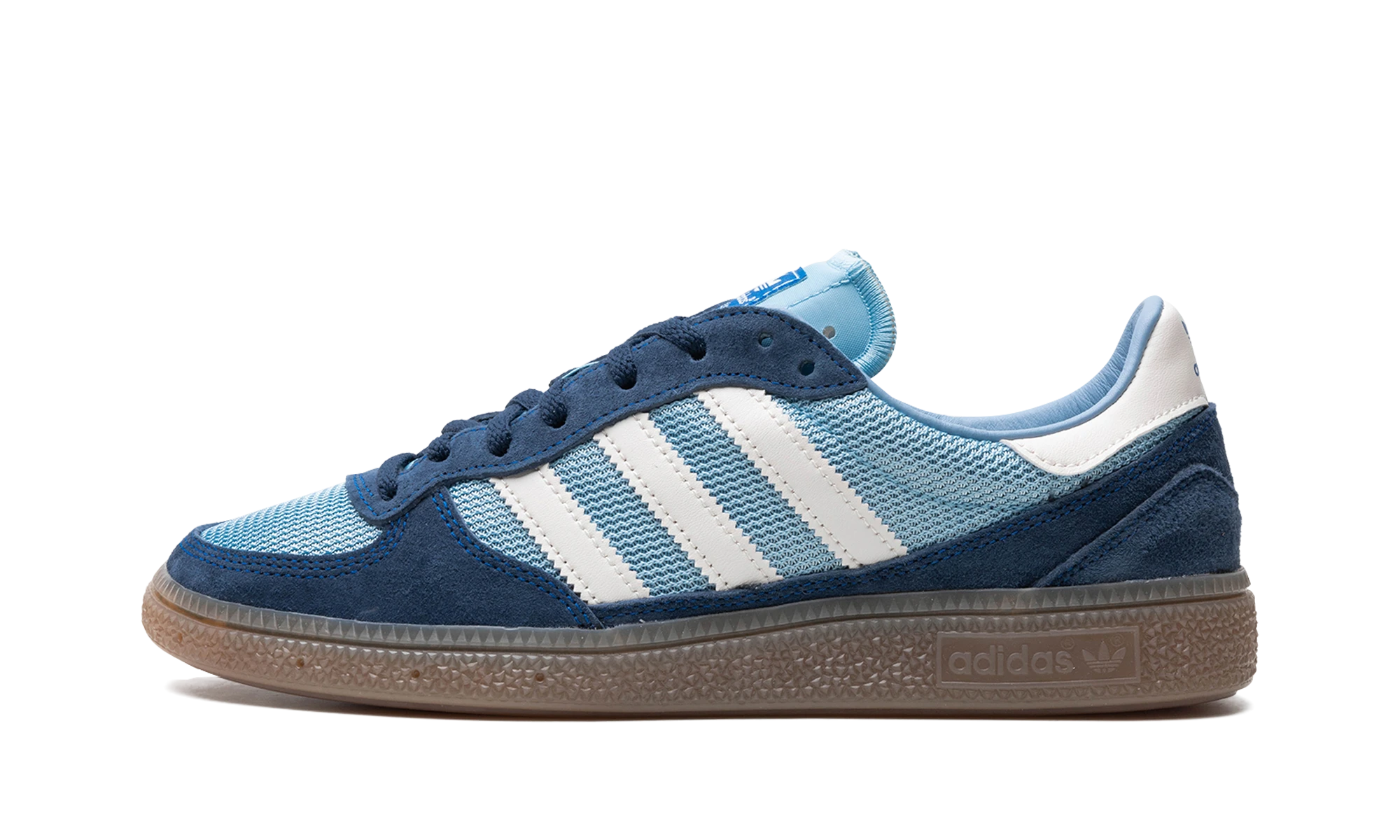 Sneaker Adidas Handball Pro SPZL Clear Blue (IG8942) in leather blue and white — outer profile view.