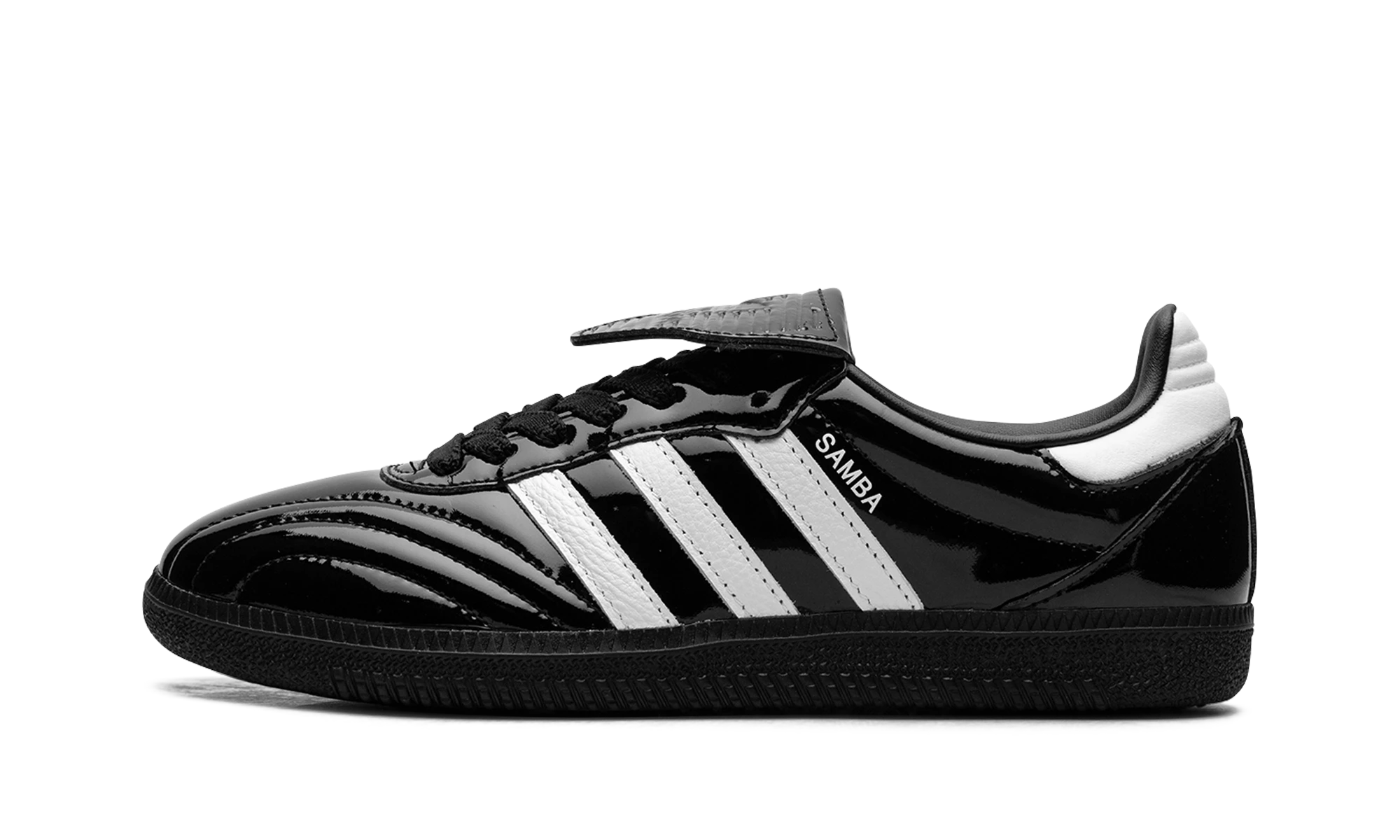 Sneaker Adidas Samba LT Core Black Patent Leather (JI2707) in leather black and white — outer profile view.