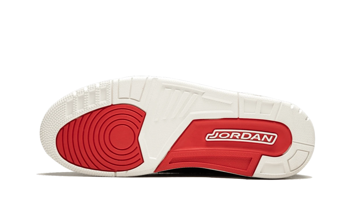 Suela exterior de goma de la Air Jordan Jordan 3 Retro AWOK Vogue Black (BQ3195-001).