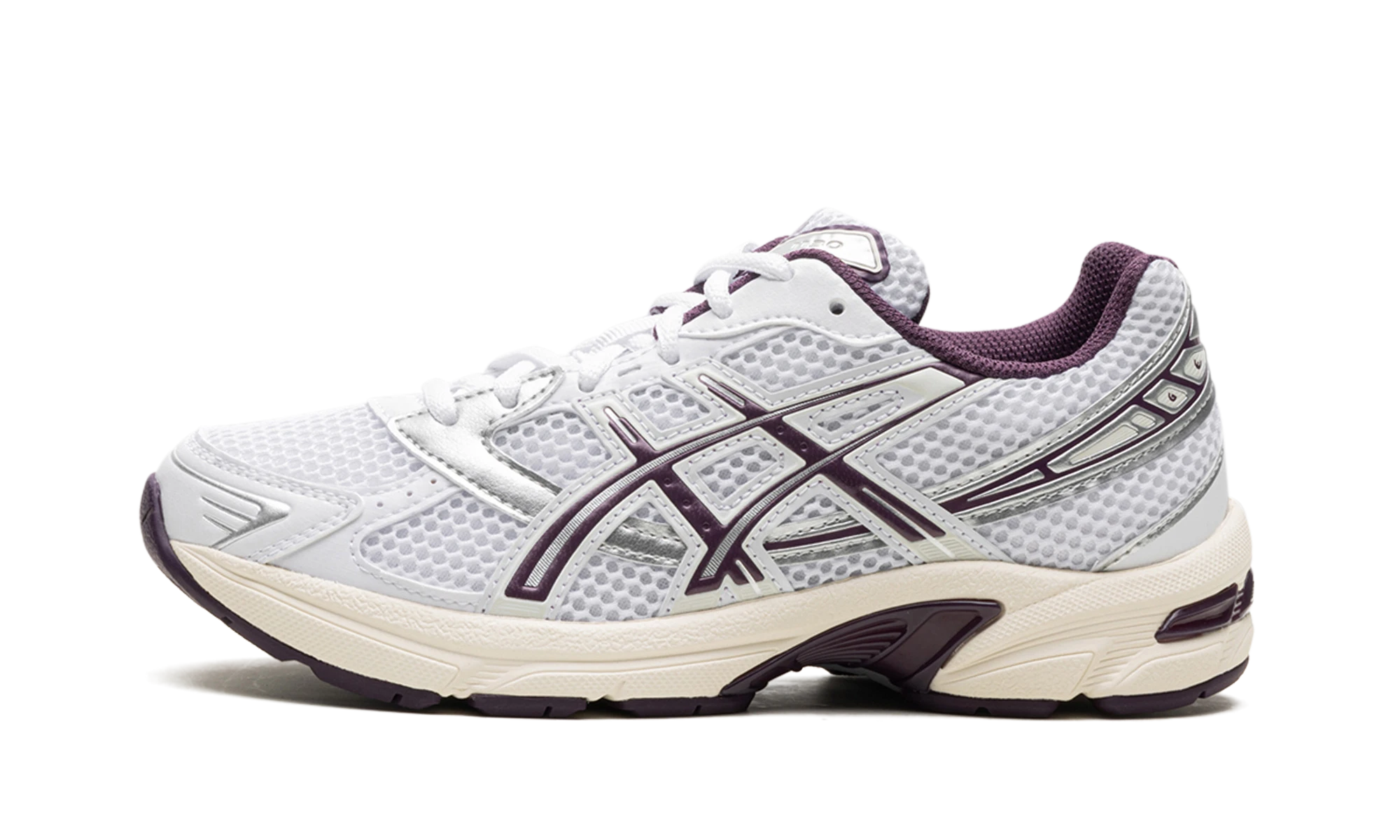 Cipő ASICS Gel-1130 White Deep Plum (1202A518-101) bőr fehér és lila — külső oldalprofil.