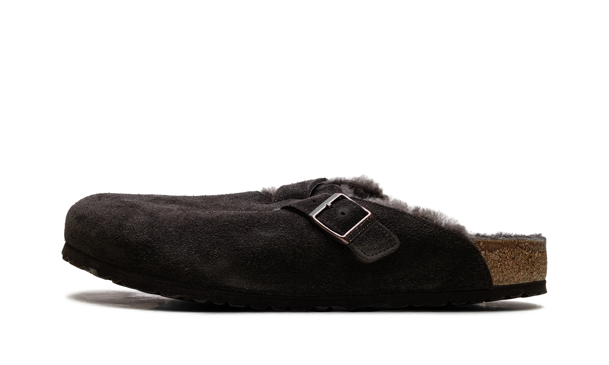 Sneaker Birkenstock Boston Shearling Suede Mocha (1020567/1020529) in leather brown — outer profile view.