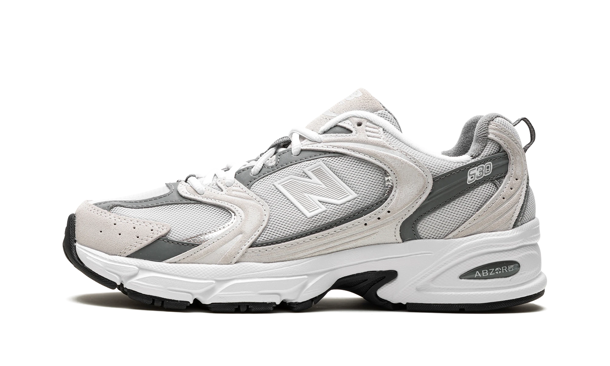 Sneaker New Balance 530 Grey Matter Harbor Grey (MR530CB) in leather grey and silver — outer profile view.