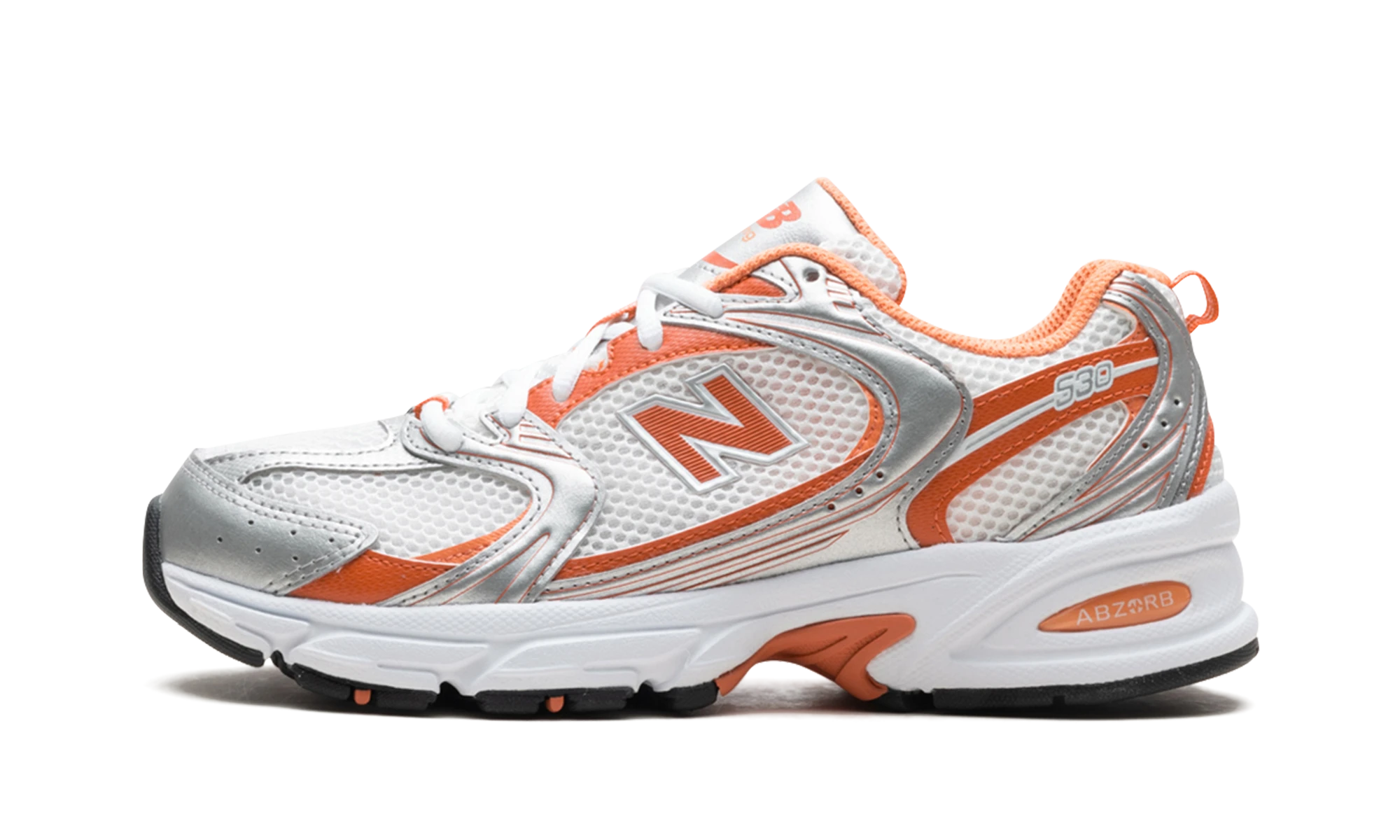 Sneaker New Balance 530 Silver Metallic Infield Clay (MR530ADC) in leather silver — outer profile view.
