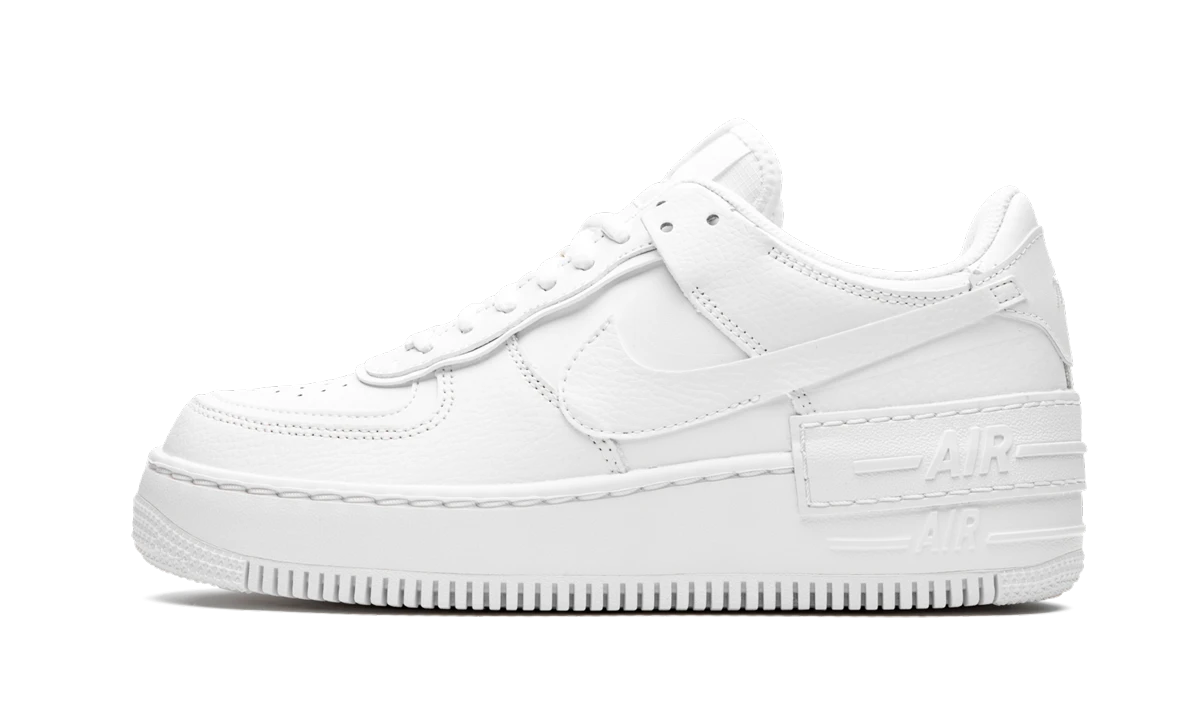 Sneaker Nike Air Force 1 Low Shadow Triple White (CI0919-100) in leather — outer profile view.