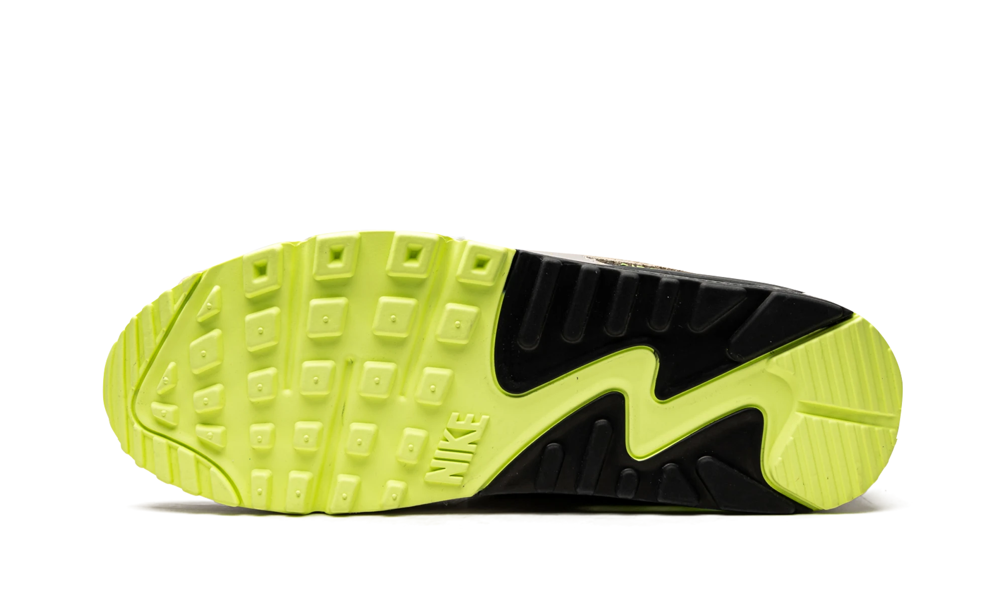 Outer rubber sole of the Nike Air Max 90 Green Camo (CW4039-300).