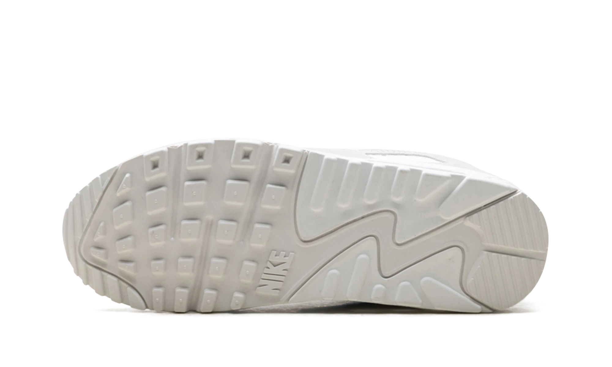 Outer rubber sole of the Nike Air Max 90 Summit White Platinum Tint (IB6392-100).