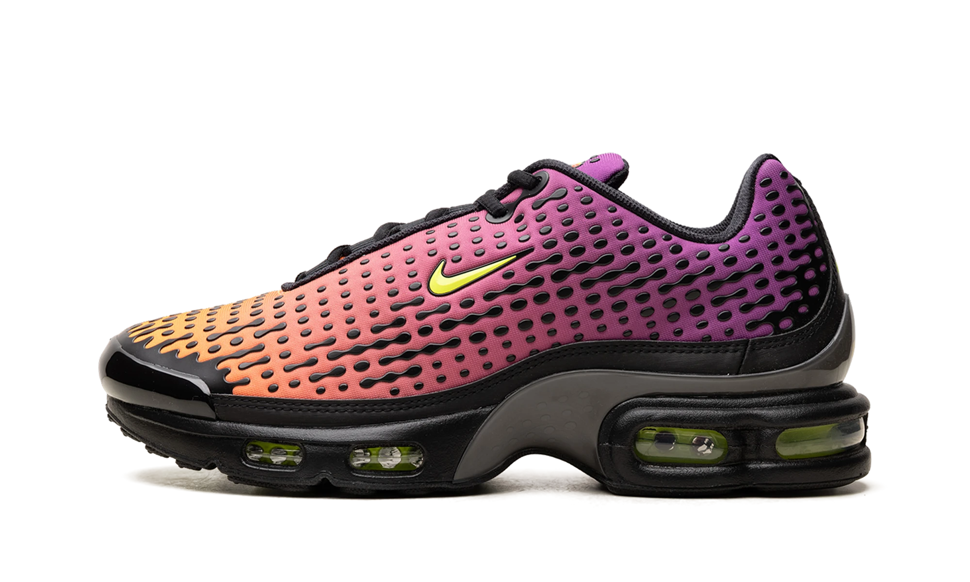 Sneaker Nike Air Max Plus 7 Dusk (HQ2197-800) in leather orange, yellow and black — outer profile view.