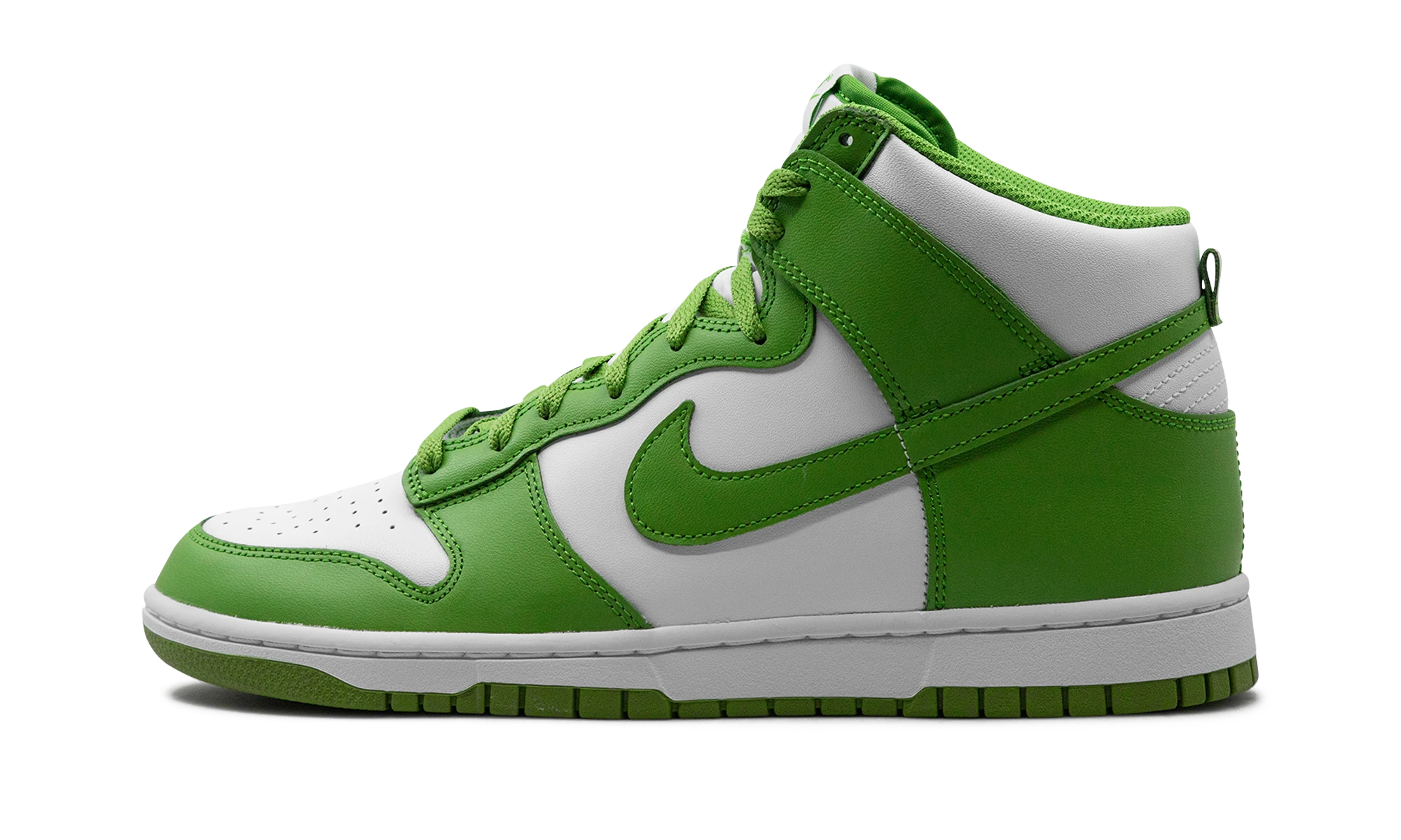 Sneaker Nike Dunk High Retro Chlorophyll (DV0829-101) aus Leder weiß — Außenprofilansicht.