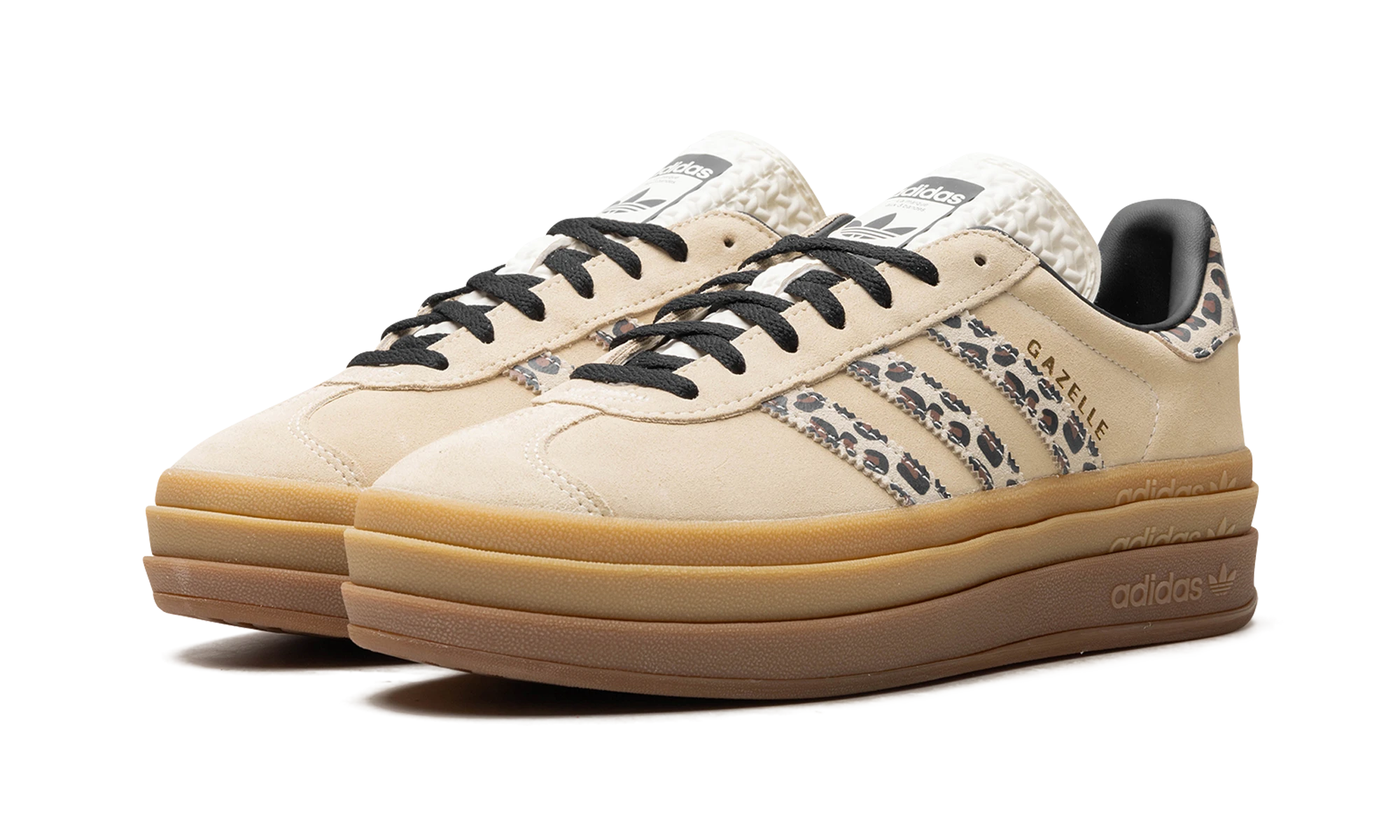 Detalj unutarnje strane tenisica Adidas Gazelle Bold Cream Black Leopard (JI1370) beige, blanc et noir.