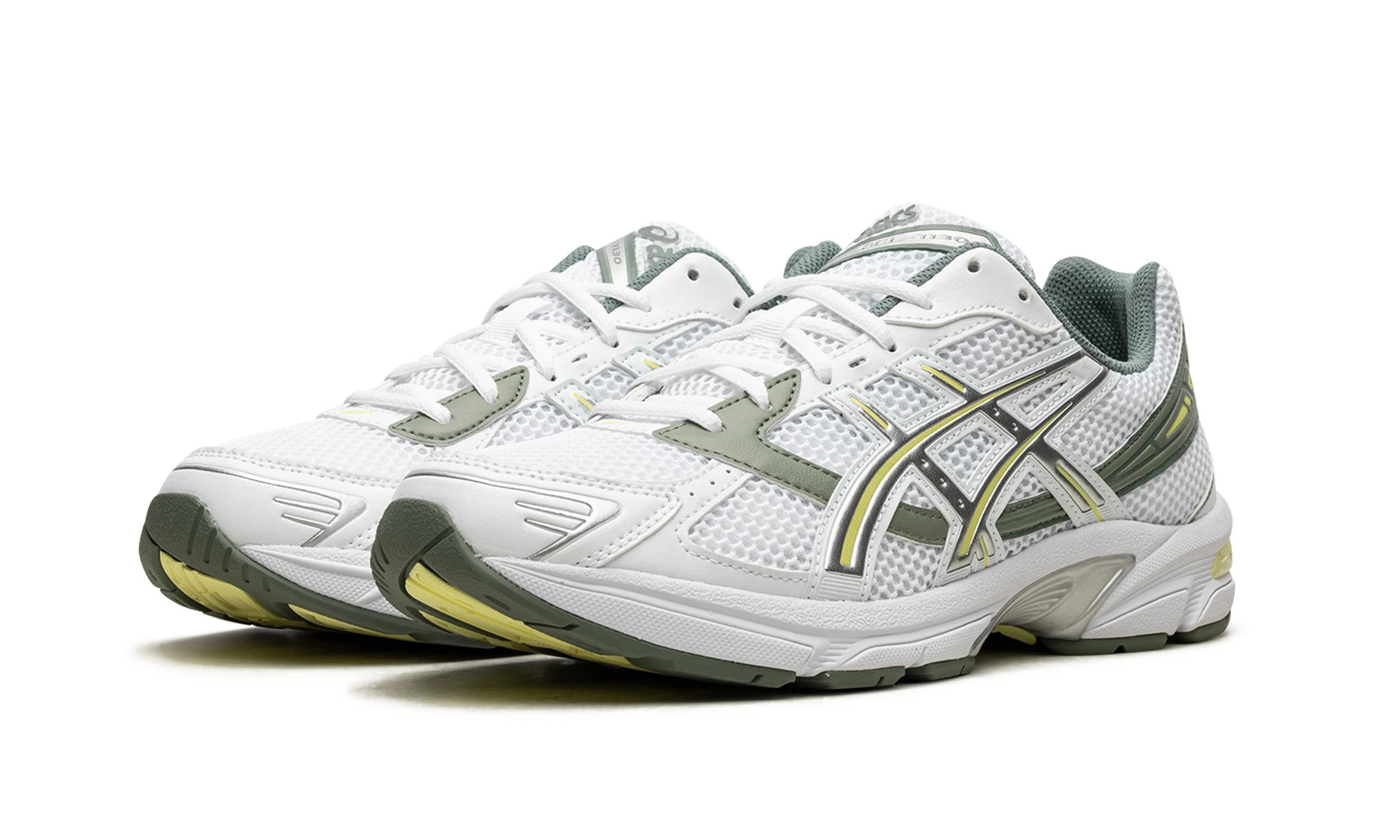 Yksityiskohta lenkkarit ASICS Gel-1130 White Jade Yellow (1201A256-111) blanc et jaune sisäpuolelta.