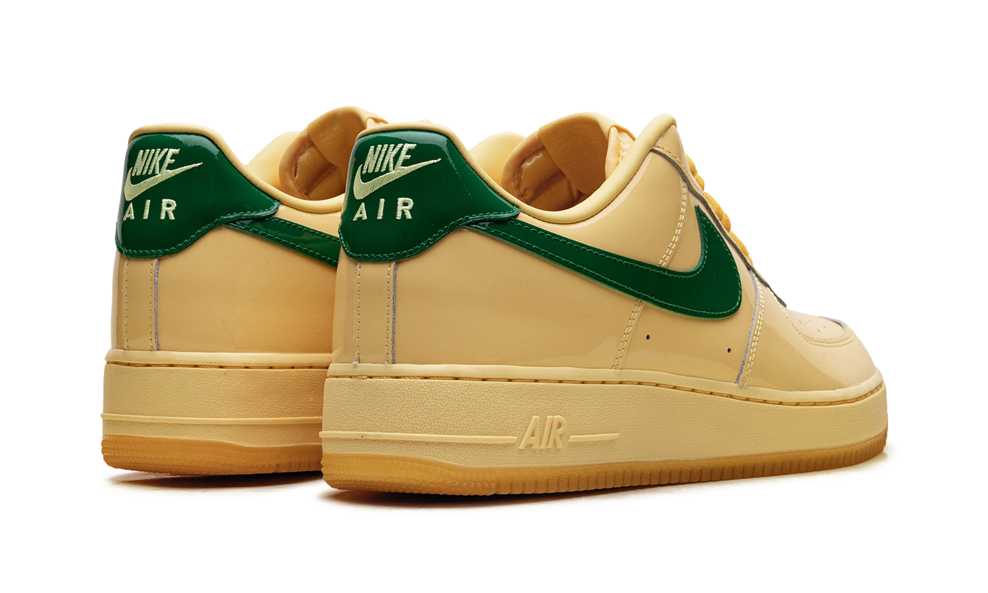 Pair of sneakers Nike Air Force 1 Low Patent Leather Topaz Gold Pine Green (IO4489-700) brand new and authentic with original box.