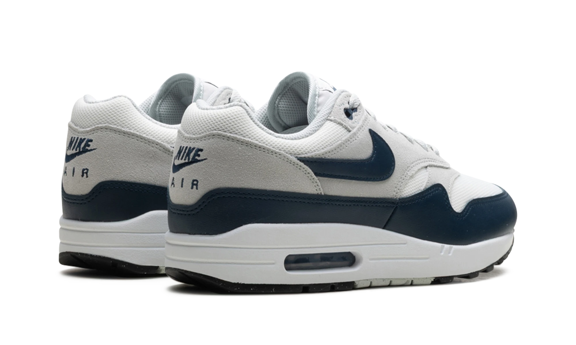 Pair of sneakers Nike Air Max 1 Essential Summit White Armory Navy (FZ5808-103) brand new and authentic with original box.
