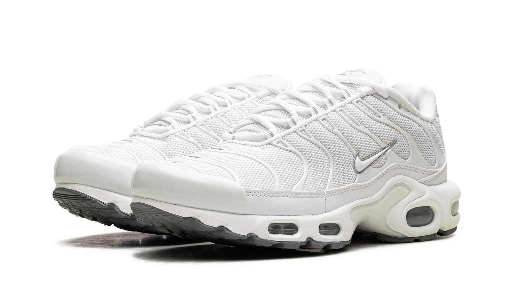 Detail der Innenseite des sneaker Nike Air Max Plus White (604133-139) blanc, noir et gris.