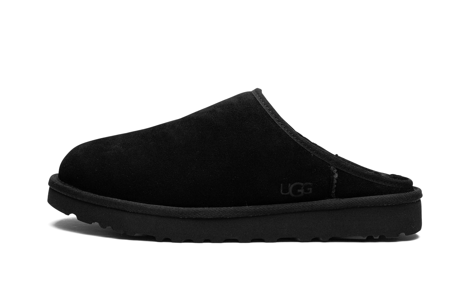 Scarpa UGG Classic Slip-On Black (1129290-BLK) in pelle nero — vista profilo esterno.