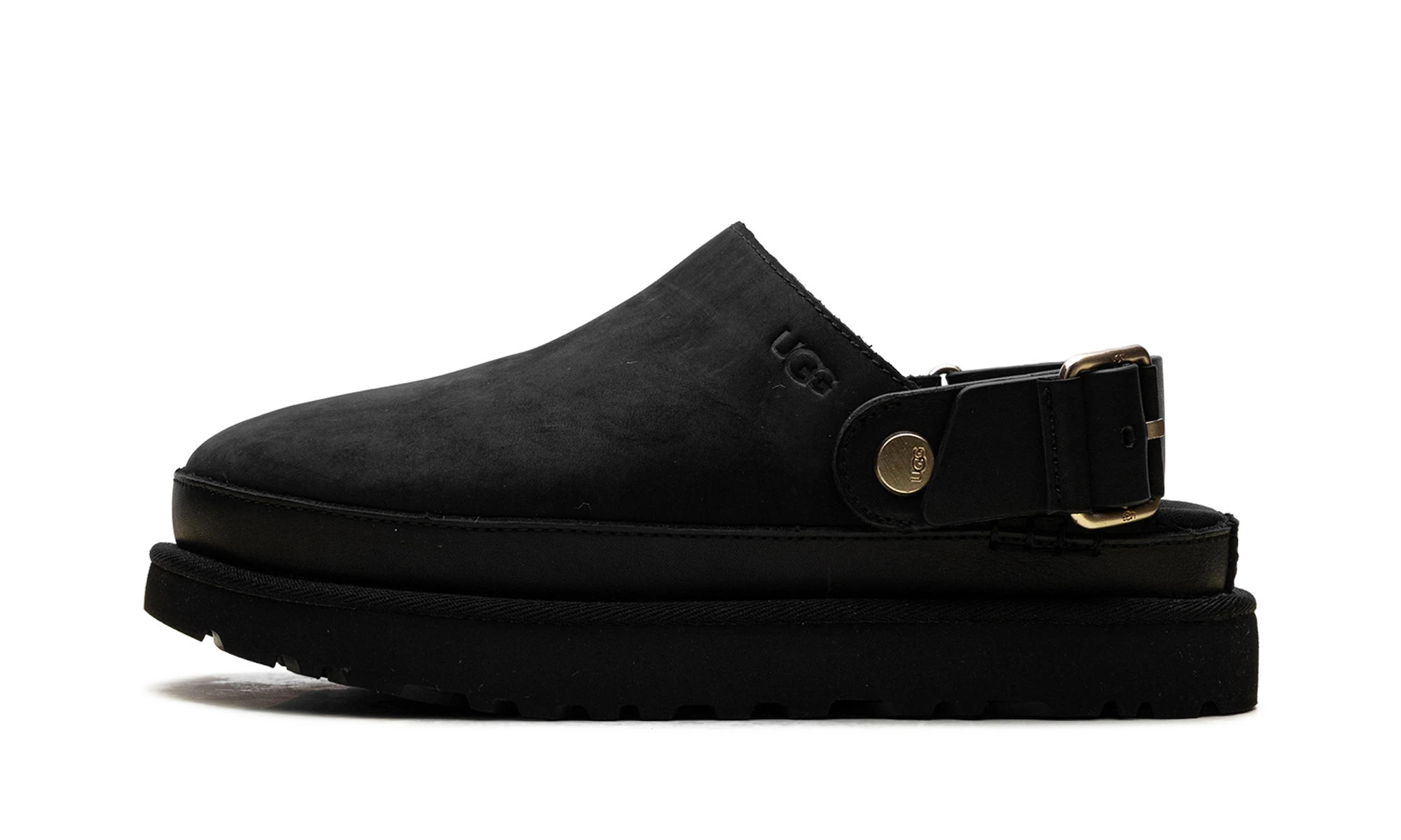 Sneaker UGG Goldenstar Villa Clog Black (1169590-BLK) in leather black — outer profile view.