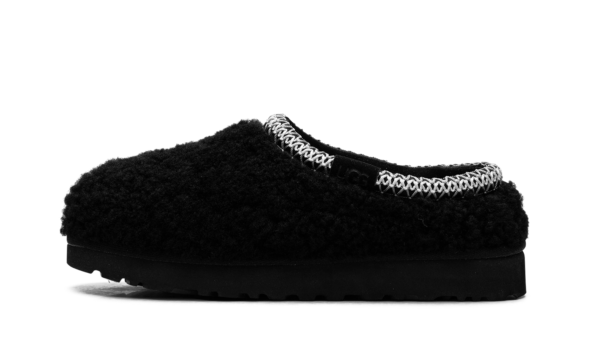 Slipper UGG Tasman Maxi Curly Slipper Black (1158356-BLK) in leather black — outer profile view.