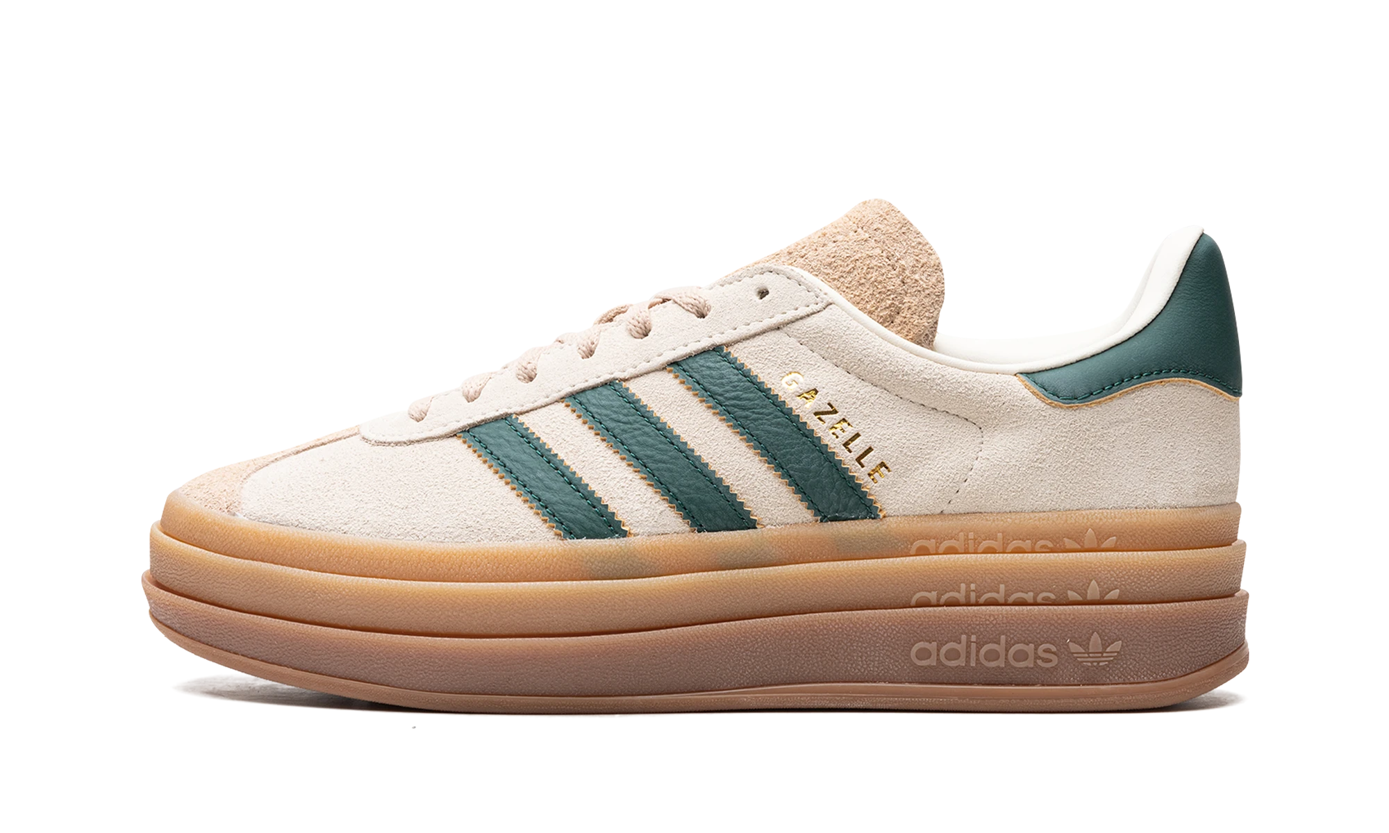 Adidas Gazelle Bold Magic Beige Collegiate Green (ID7056) - side view