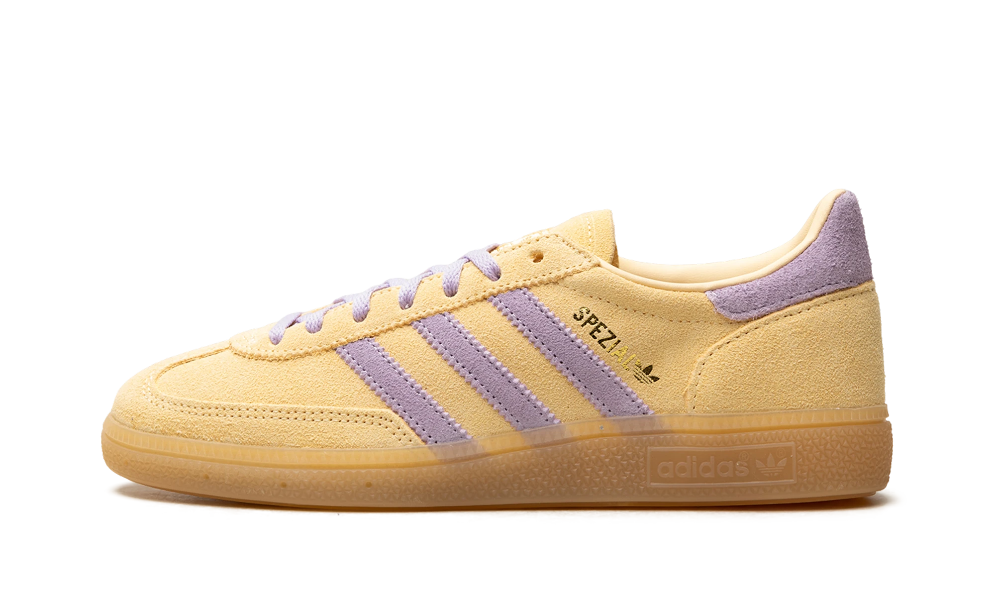 Sneaker Adidas Handball Spezial Orange Tint Powder Plum Gum (JR3617) aus Leder orange, lila und braun — Außenprofilansicht.