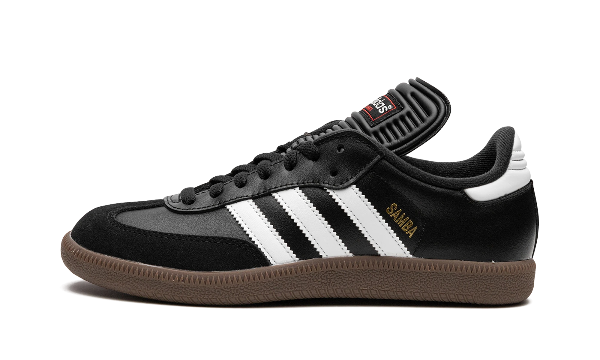 Scarpa Adidas Samba Classic Black White Dark Gum (034563) in pelle nero, bianco e marrone — vista profilo esterno.