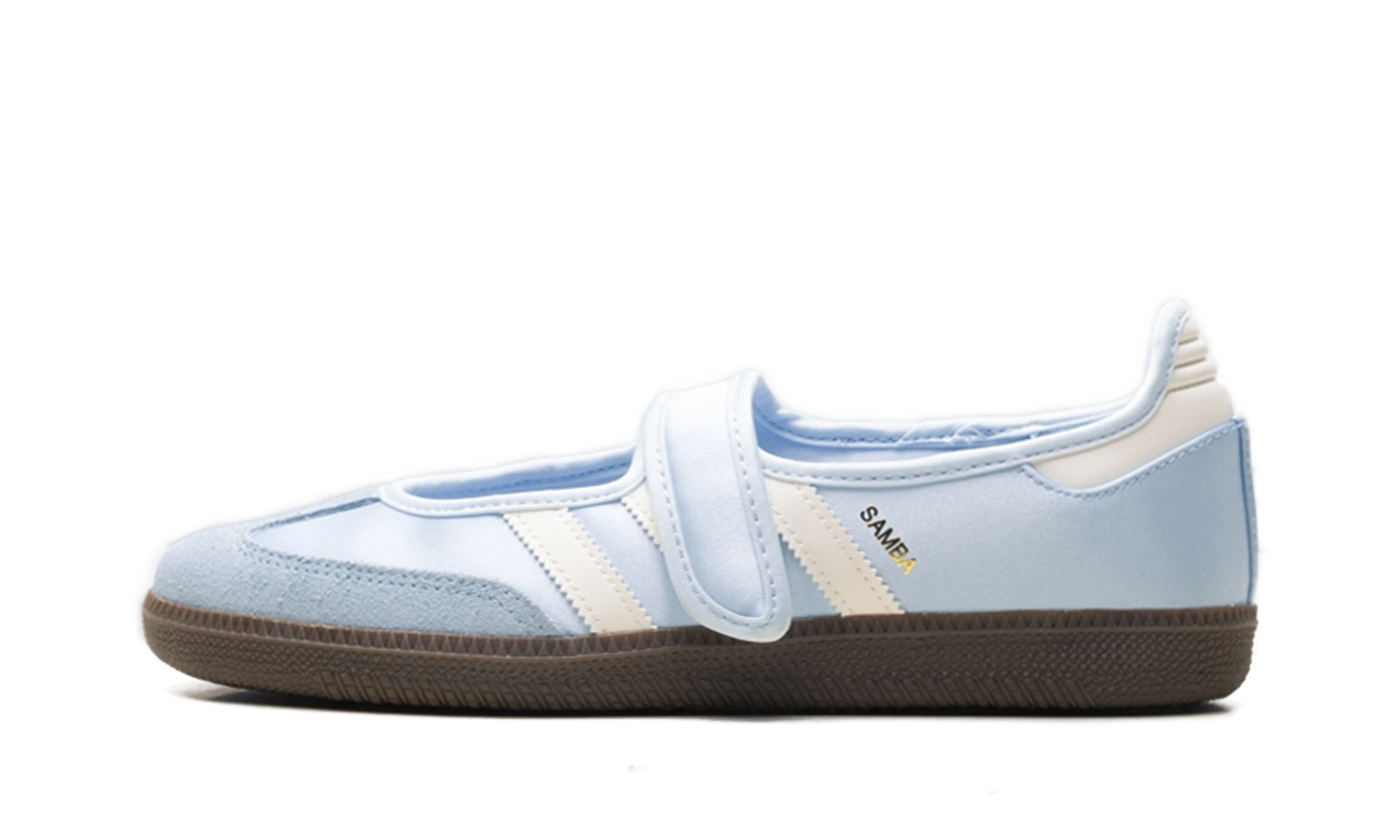 Scarpa Adidas Samba Jane Crystal Sky Cream White (IH9206) in pelle beige, bianco e marrone — vista profilo esterno.