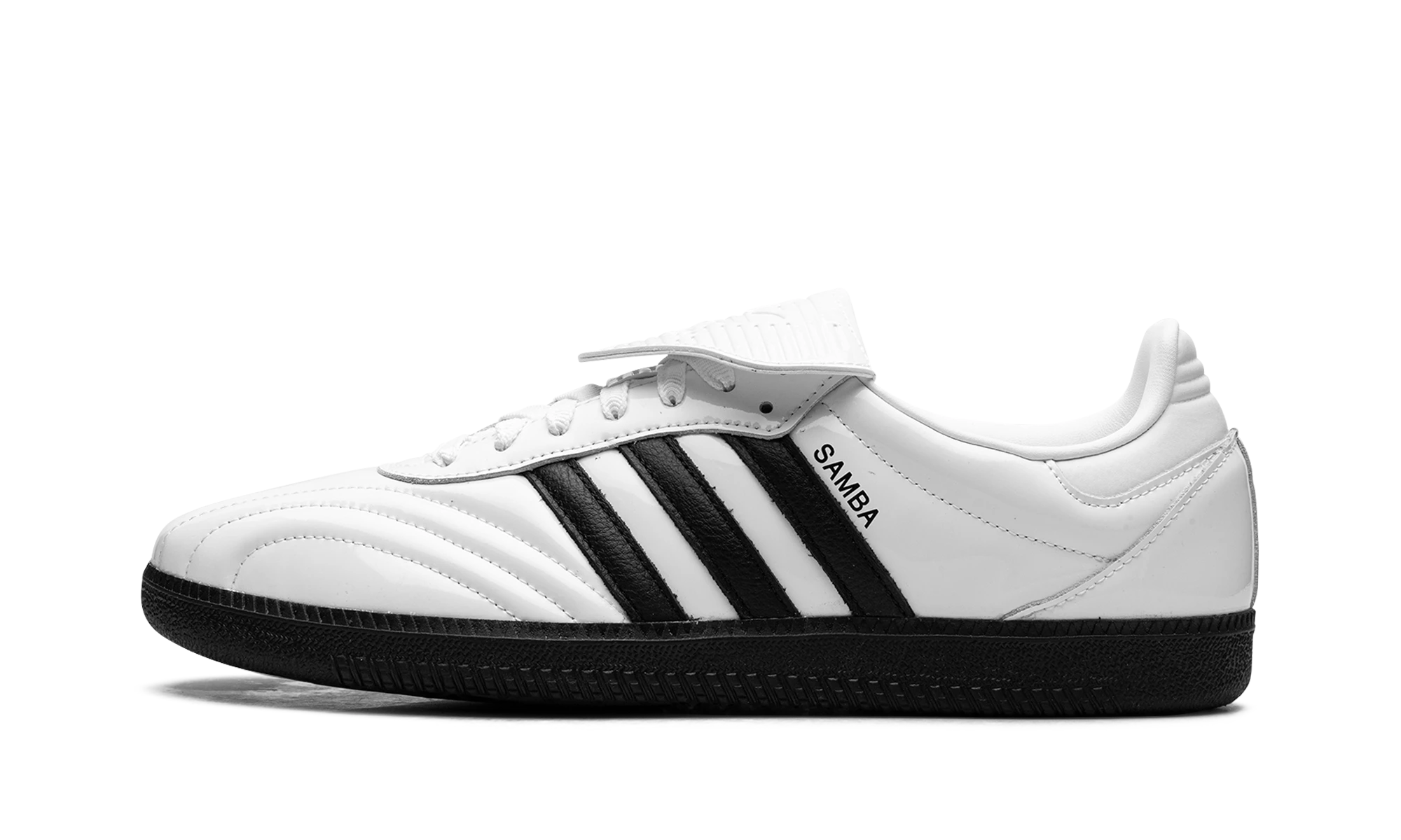 Sneaker Adidas Samba LT Cloud White Core Black Black Sole (JI2706) in leather white and black — outer profile view.