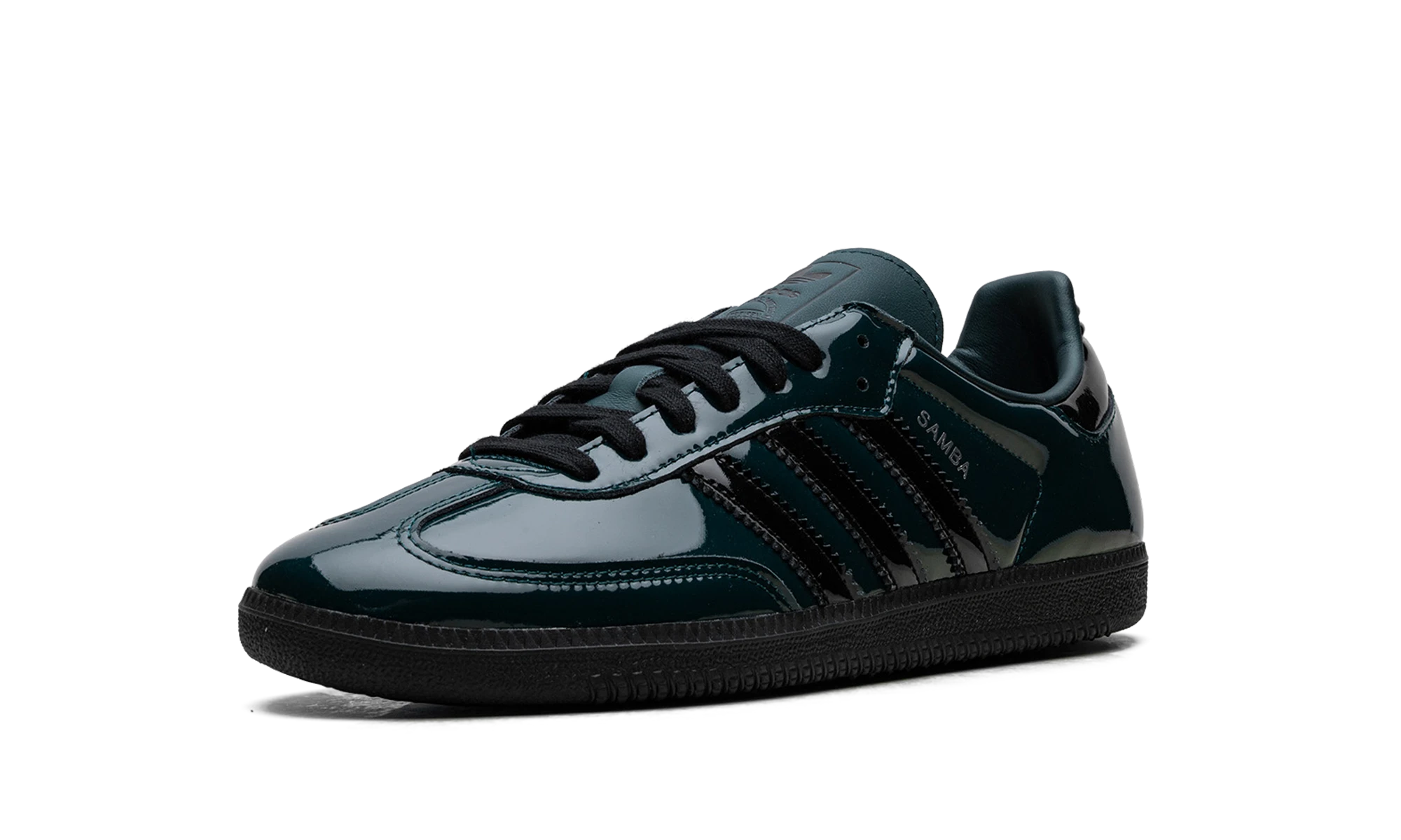 Pair of sneakers Adidas Samba OG Aurora Ivy Black Patent (JR8750) brand new and authentic with original box.
