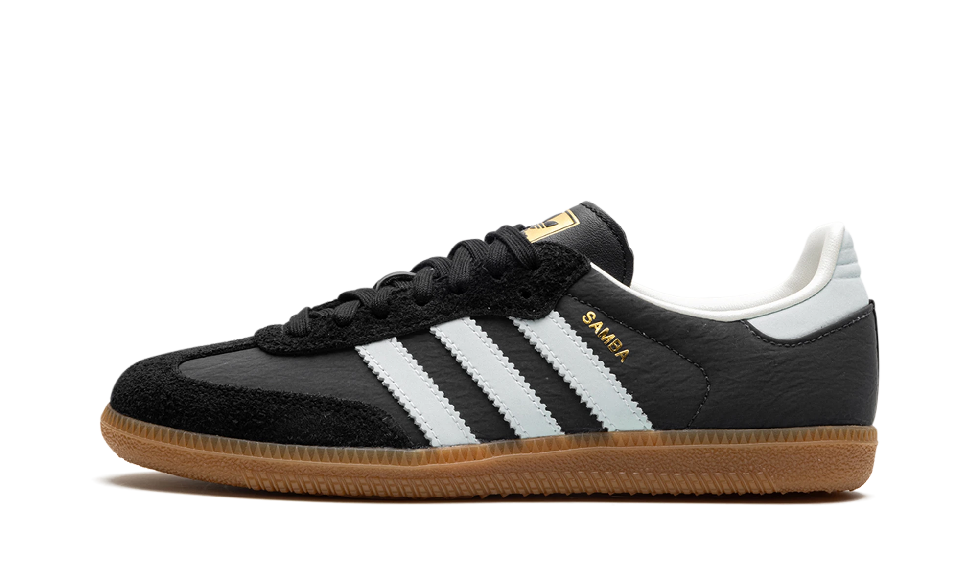 Tenisky Adidas Samba OG Carbon (ID0493) z kůže modrý a bílý — pohled z vnějšího boku.