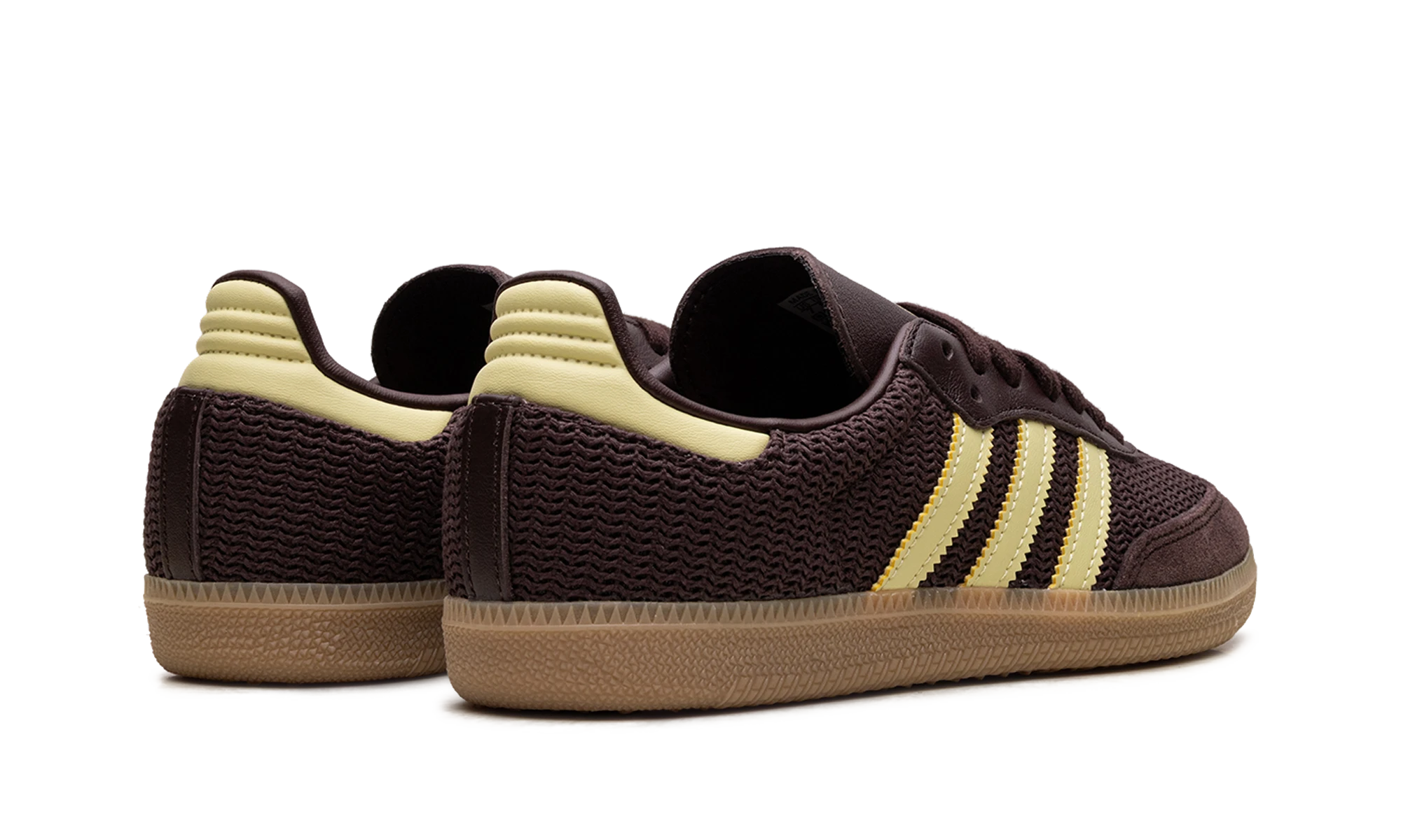 Coppia di scarpe Adidas Samba OG Shadow Brown Powder Yellow (JR8167) nuove e autentiche con scatola originale.