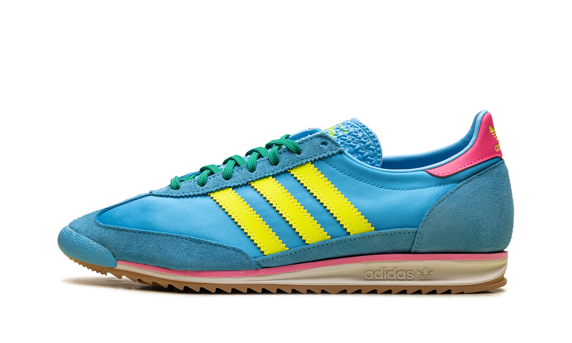 Sneaker Adidas SL 72 OG Blue Fusion Pink (JI0196) in leather blue and pink — outer profile view.