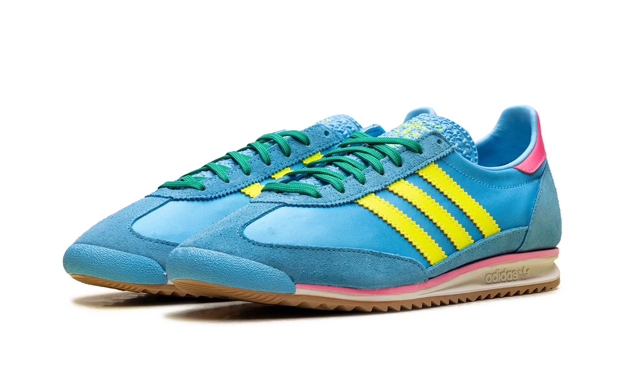 Detail of the inner side of the sneaker Adidas SL 72 OG Blue Fusion Pink (JI0196) bleu et rose.