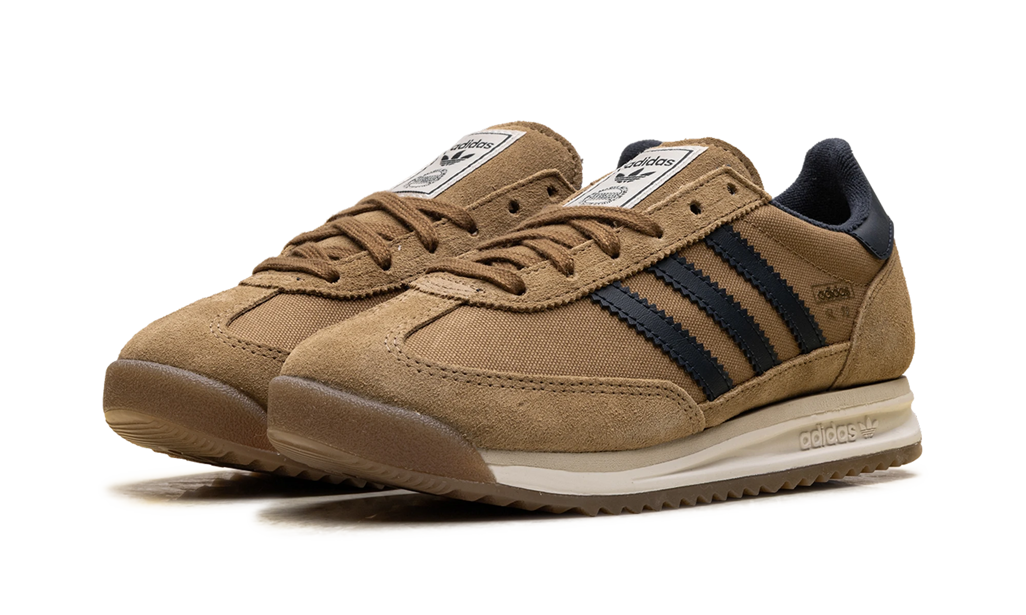 Detail of the inner side of the sneaker Adidas SL 72 RS Brown Desert Aurora Ink Bliss (JR8770) marron.