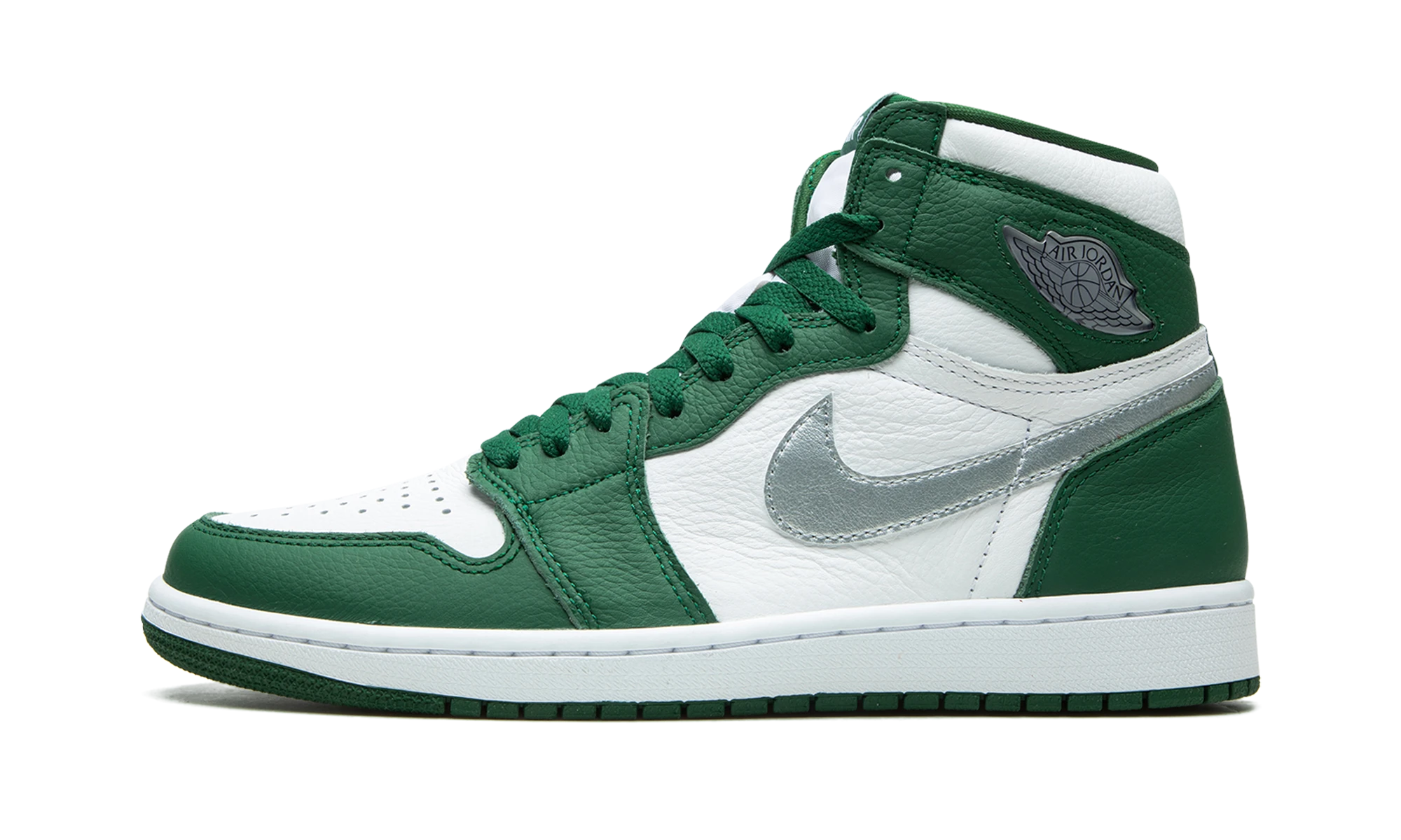 Basket Air Jordan Jordan 1 Retro High OG Gorge Green en multicolore, disponible en France, Suisse, Belgique et Luxembourg — vue de profil latéral.