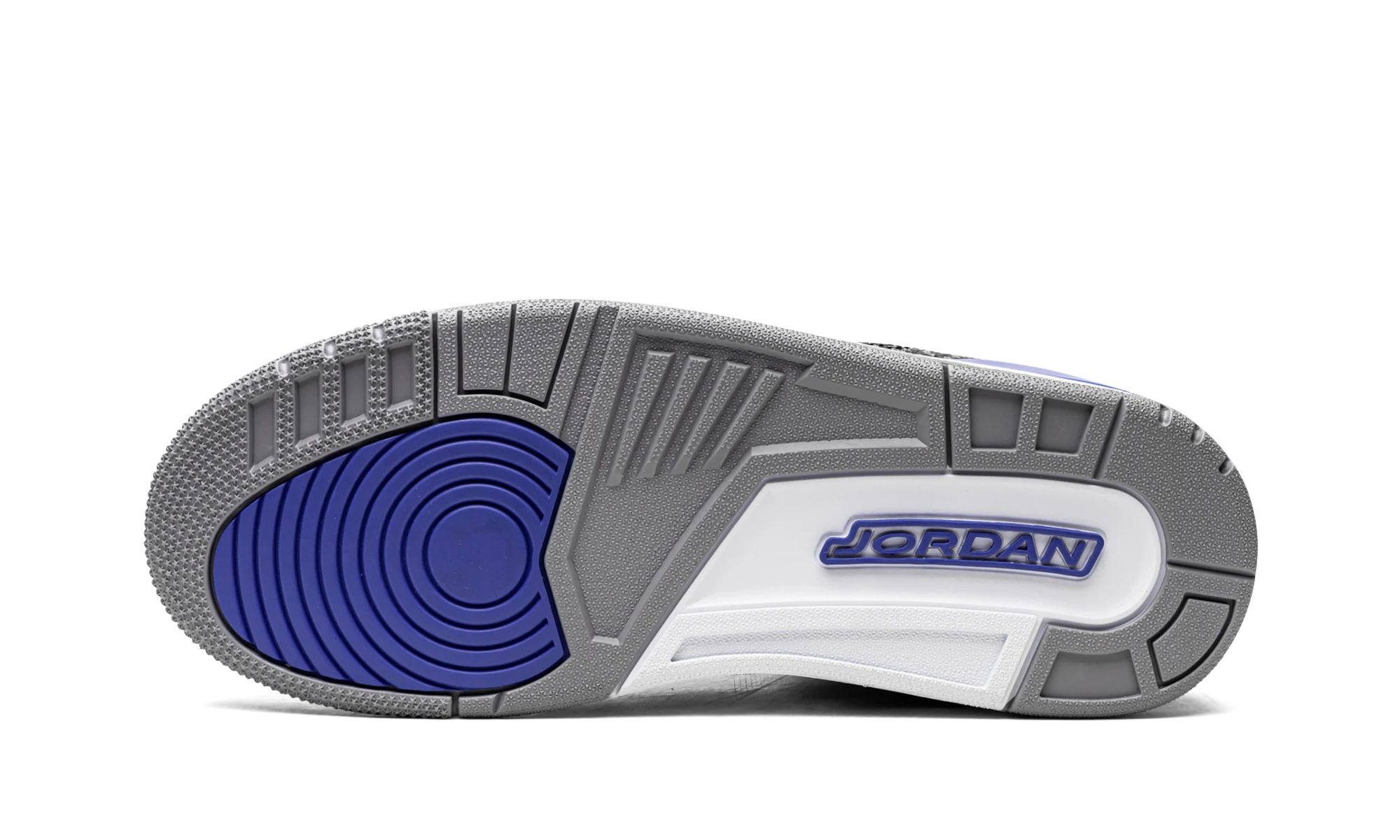 Outer rubber sole of the Air Jordan Jordan 3 Retro Racer Blue (CT8532-145).