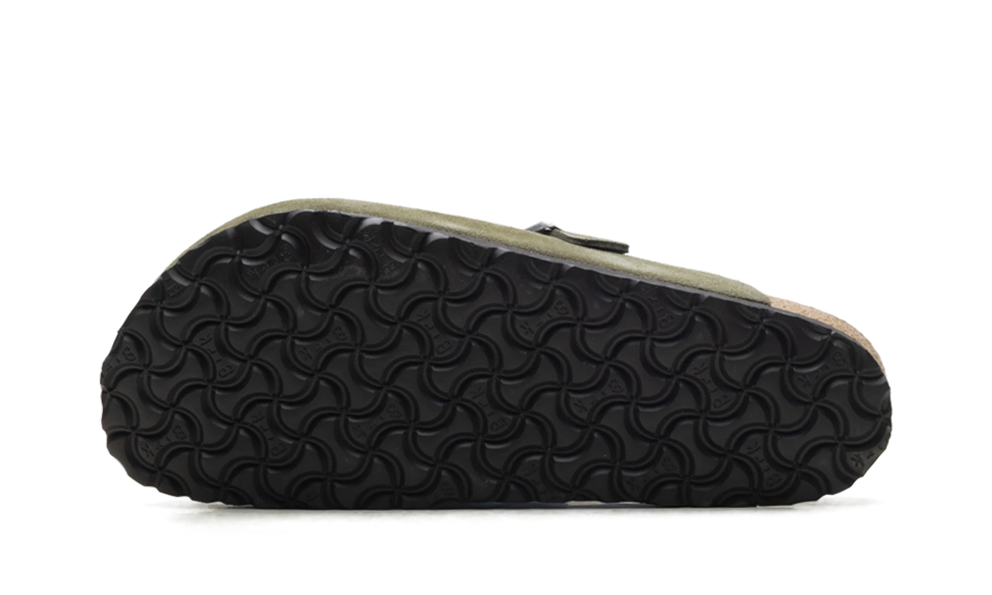 Outer rubber sole of the Birkenstock Boston Soft Footbed Suede Thyme Tonal.