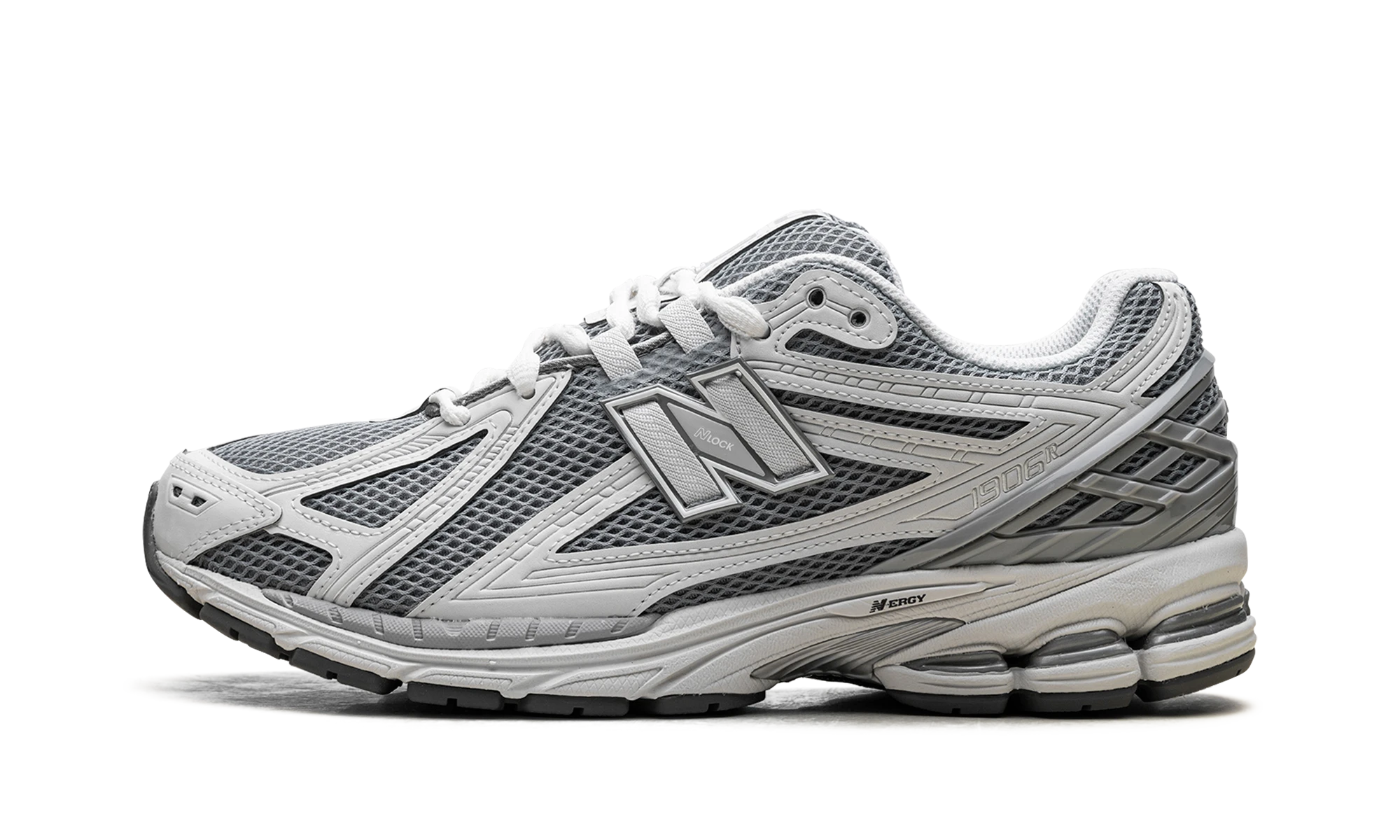 Sneaker New Balance 1906R Grey Matter Silver Metallic (U1906RSB) in leather grey and silver — outer profile view.