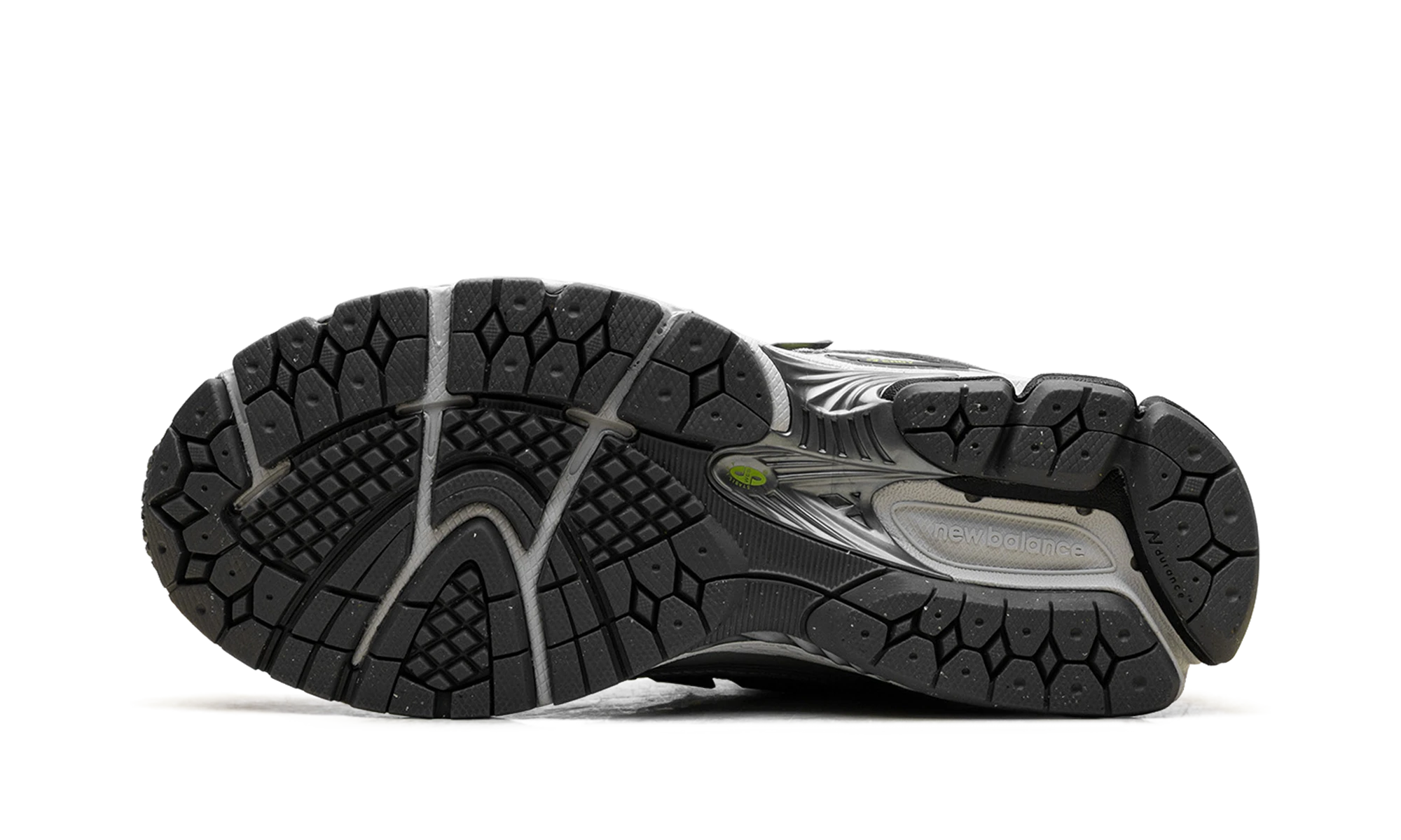 Outer rubber sole of the New Balance 1906R Light Silver Metallic Alkaline Green (U190652H).