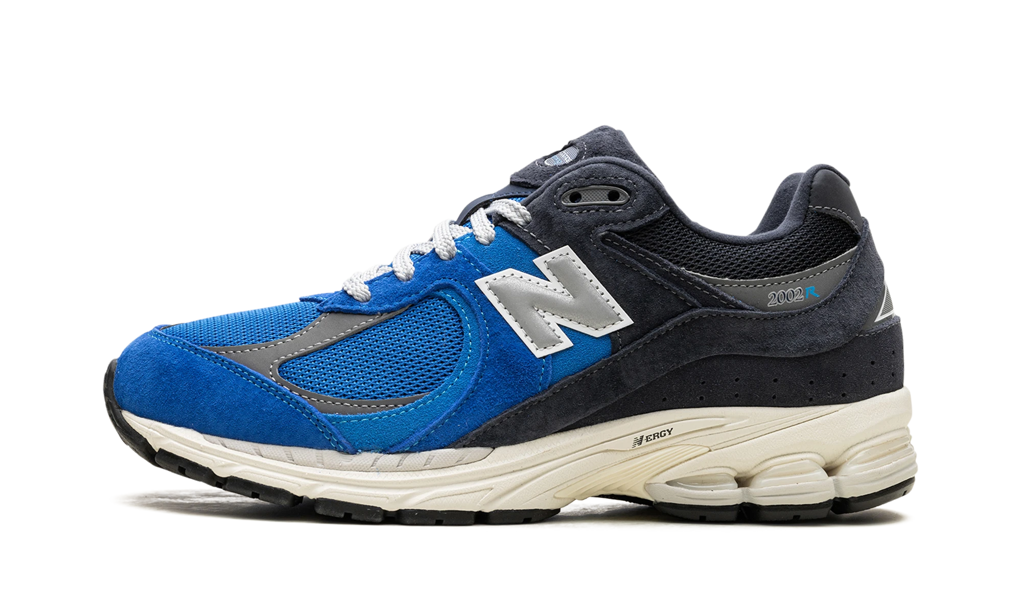 Sneaker New Balance 2002R Blue Oasis (M2002RPB) in leather blue and grey — outer profile view.