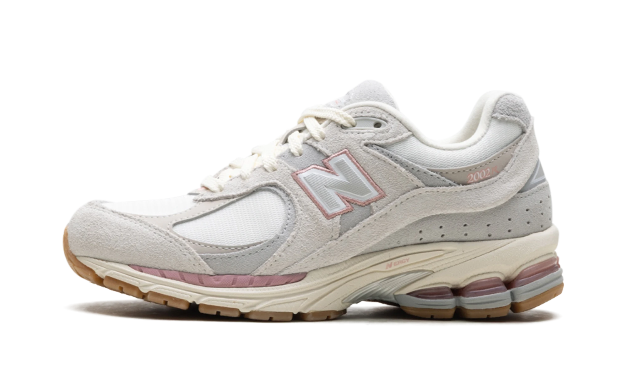 Sneaker New Balance 2002R Sea Salt Brighton Grey (M2002RPM) in leather white and grey — outer profile view.