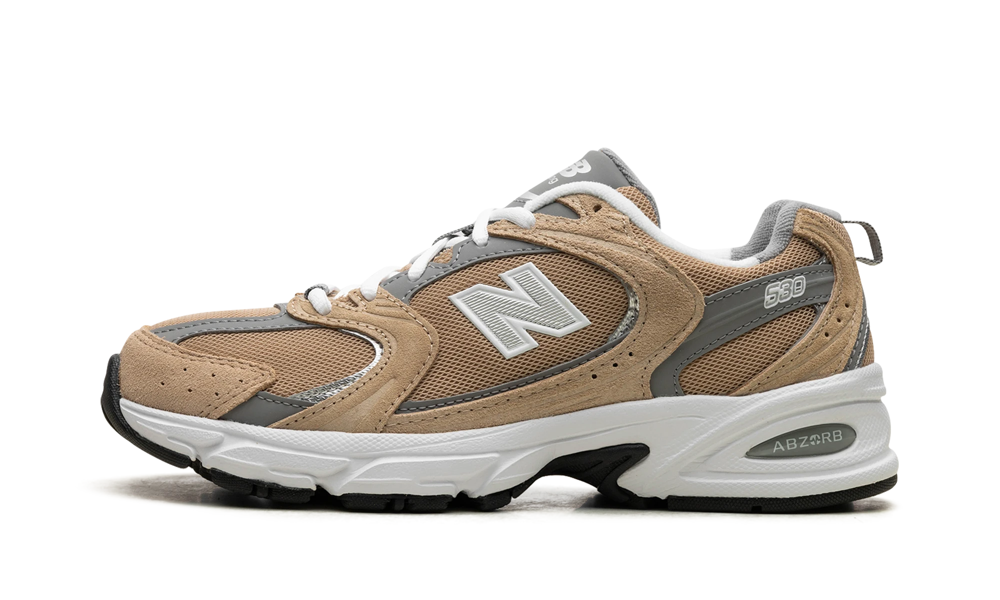 Sneaker New Balance 530 Ligt Brown in leather brown, available in Europe — outer profile view.