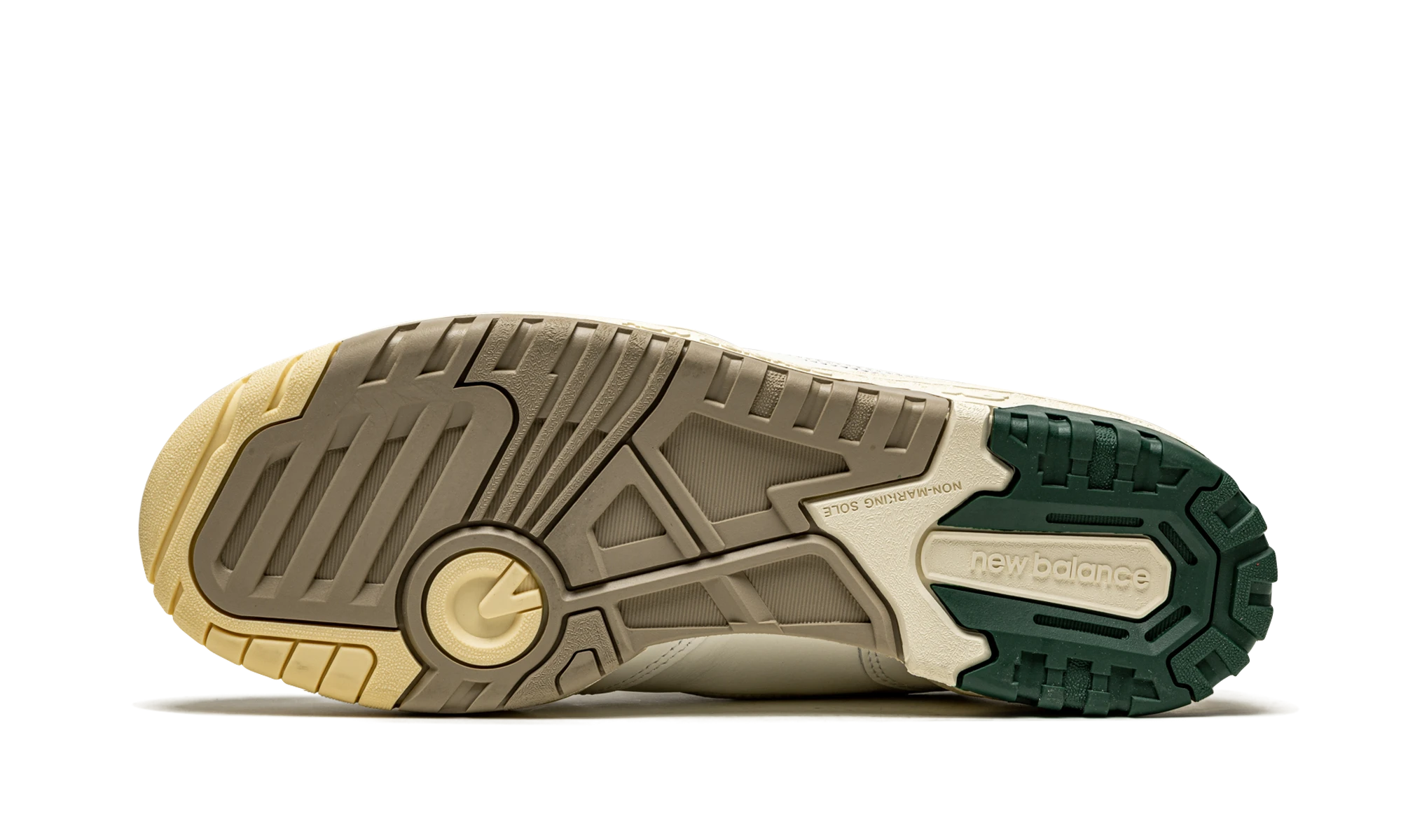 Sola exterior de borracha da New Balance 550 Aime Leon Dore Natural Green (BB550A2).