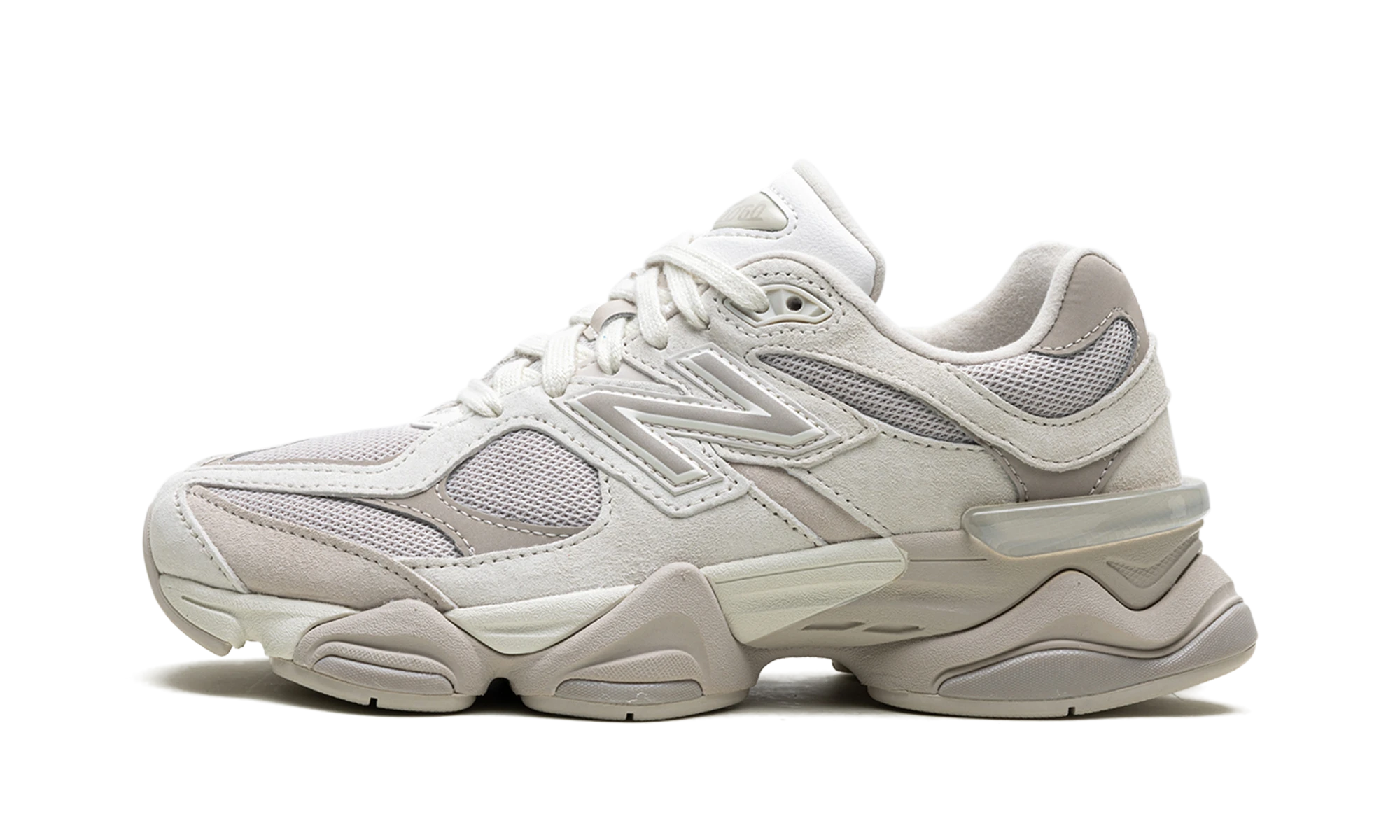 Sneaker New Balance 9060 Grey Moonbeam (U9060MM) in leer grijs — zijaanzicht.
