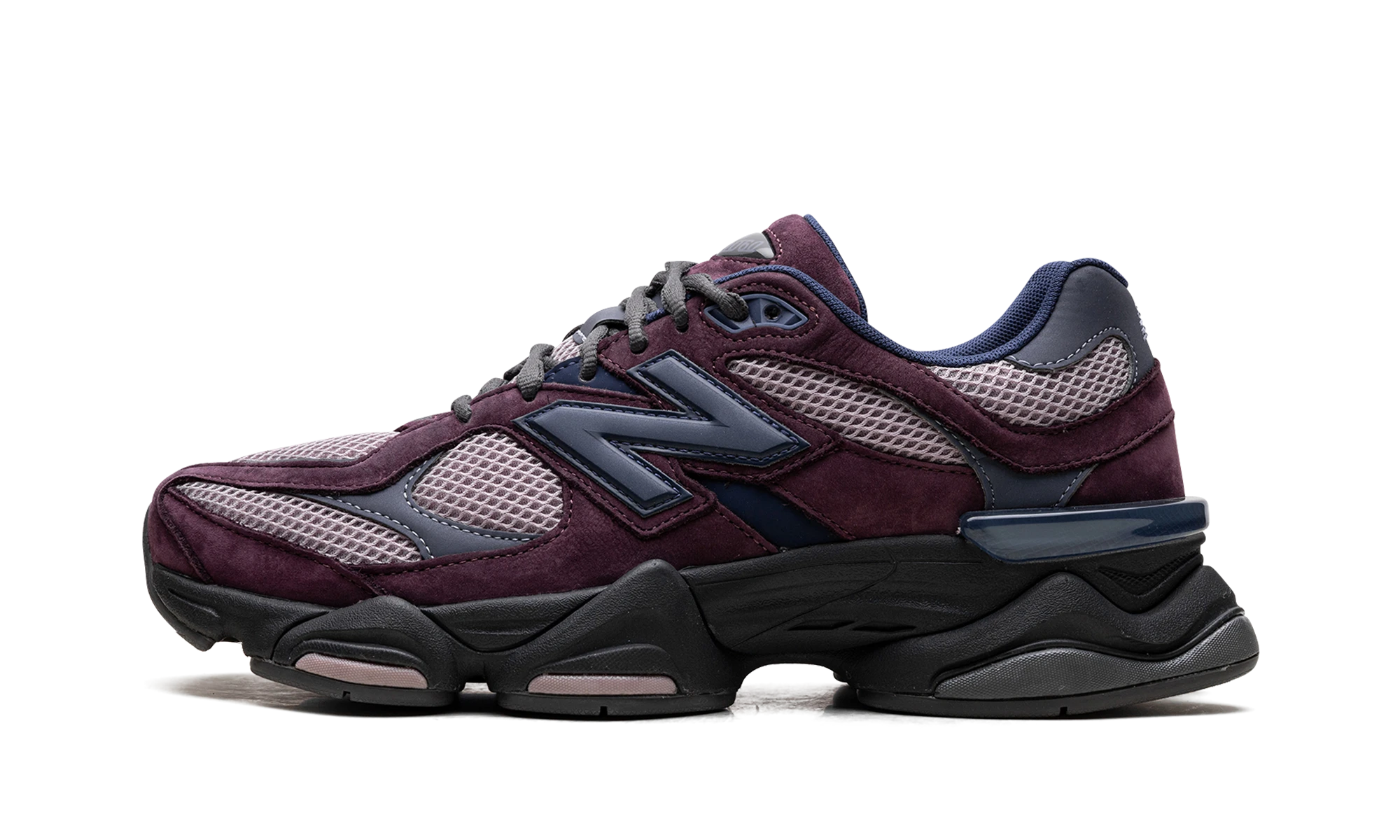 Sneaker New Balance 9060 Plum Brown Ice Wine (U9060RFC) in leer paars, bruin en zwart — zijaanzicht.
