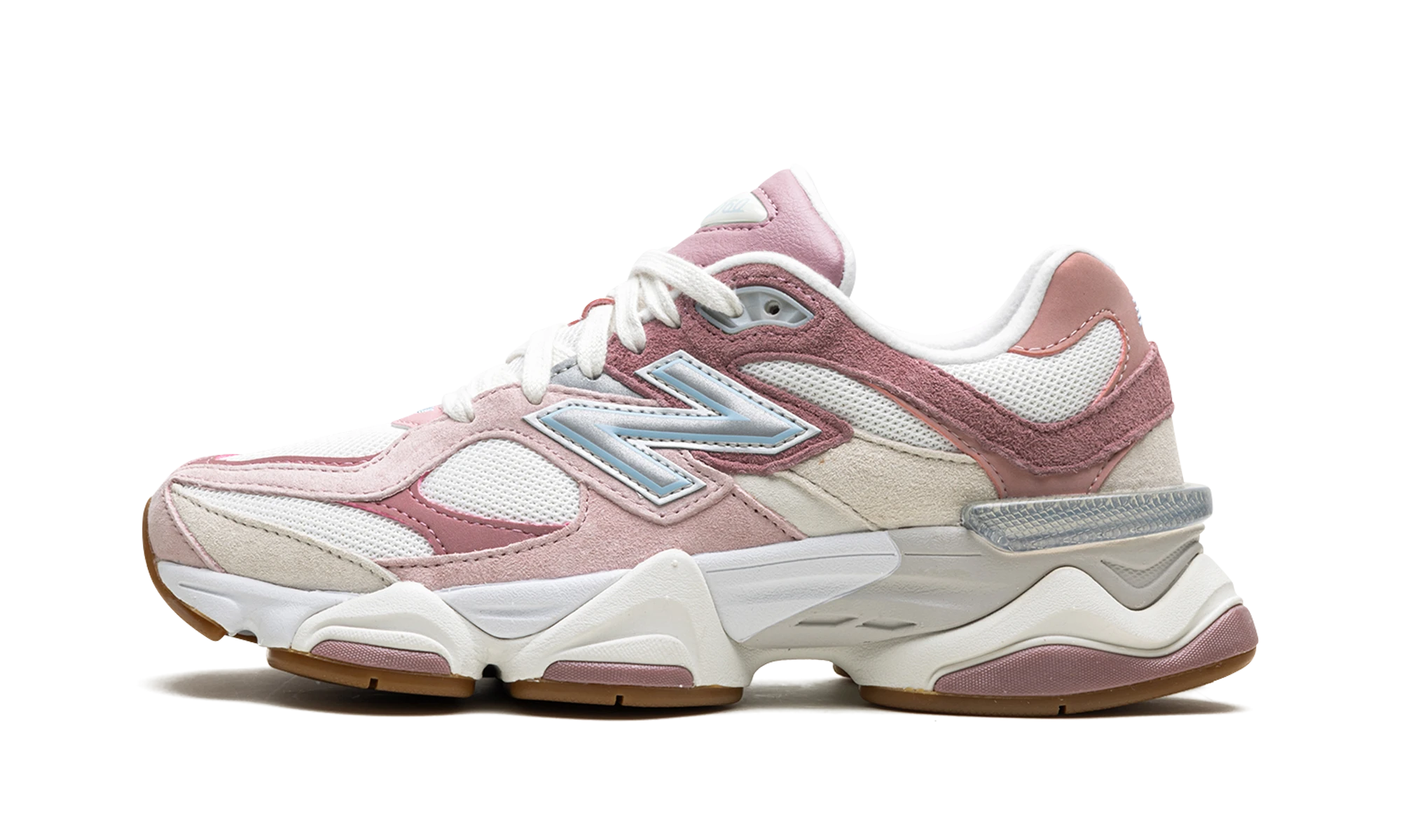 Sneaker New Balance 9060 Rose Pink (U9060FRL) in leer roze en wit — zijaanzicht.