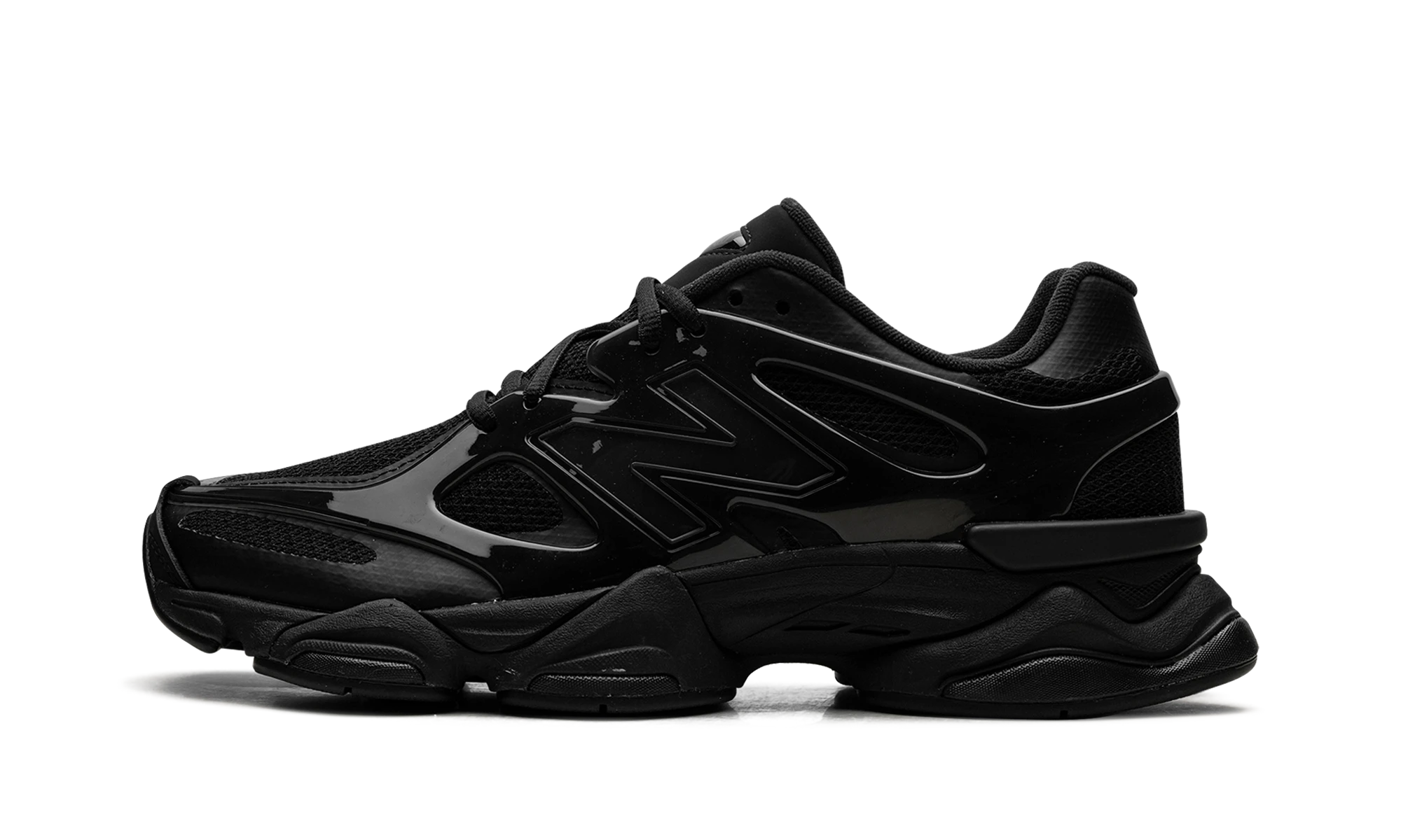 Sneaker New Balance 9060 Sea Stone Black (U9060IMA) in leer grijs en zwart — zijaanzicht.