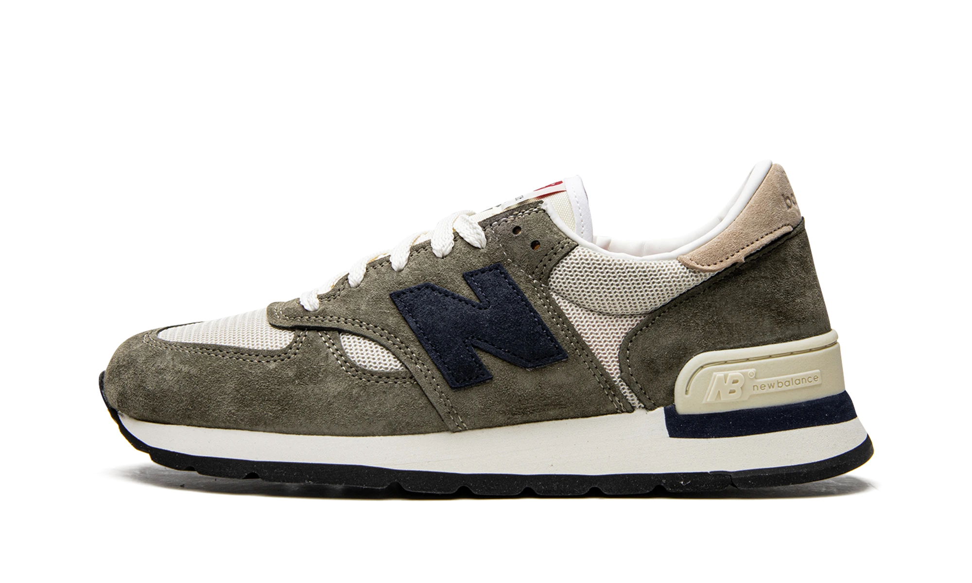 Sneaker New Balance 990v1 MiUSA Grey Blue (M990WG1) in leather grey and blue — outer profile view.