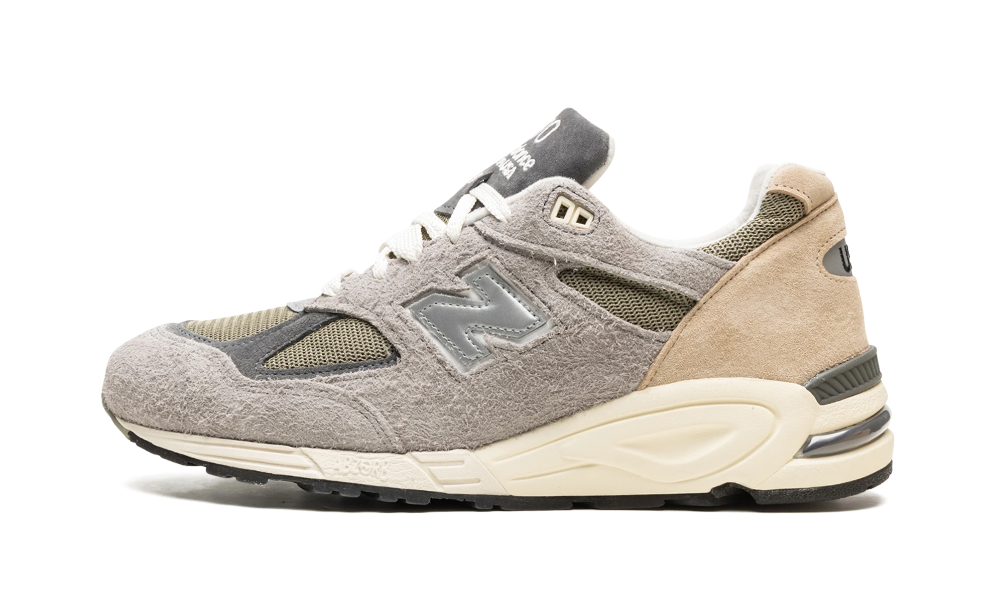 Sneaker New Balance 990v2 MiUSA Teddy Santis Marblehead Incense (M990TD2) in leather — outer profile view.
