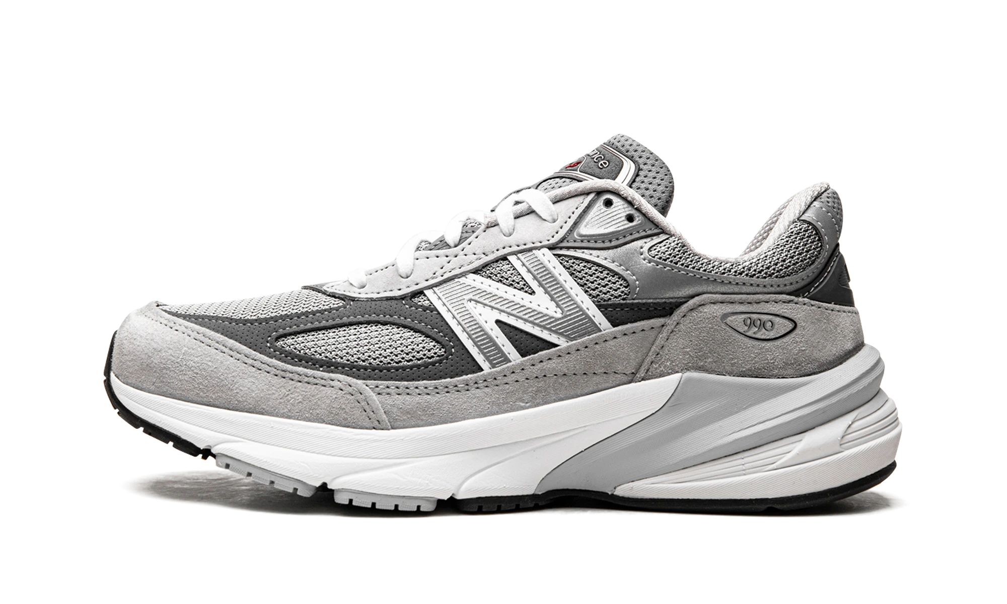Sneaker New Balance 990v6 MiUSA Grey (M990GL6) in leather grey — outer profile view.