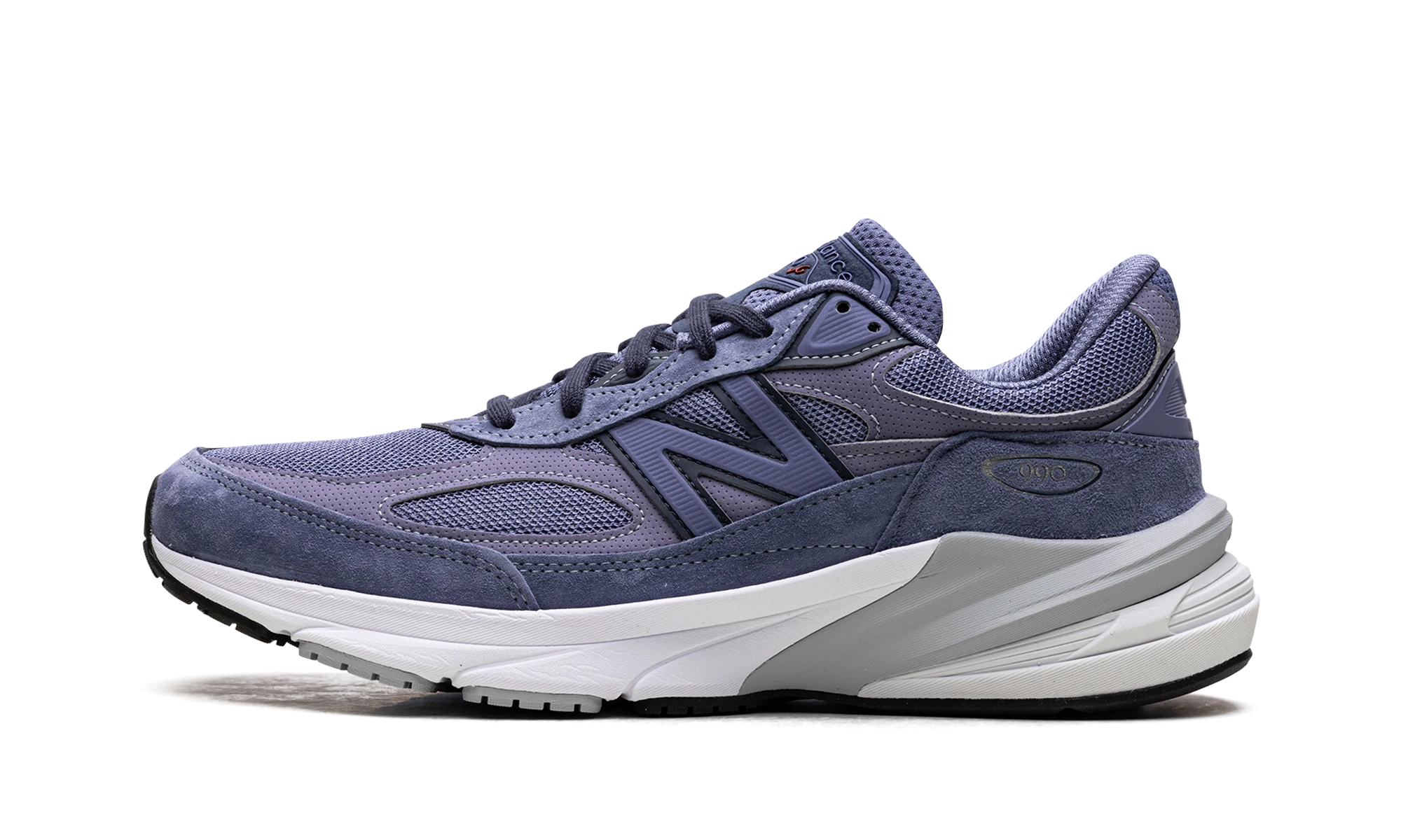 Sneaker New Balance 990v6 MiUSA Purple (U990PP6) in leather purple and grey — outer profile view.