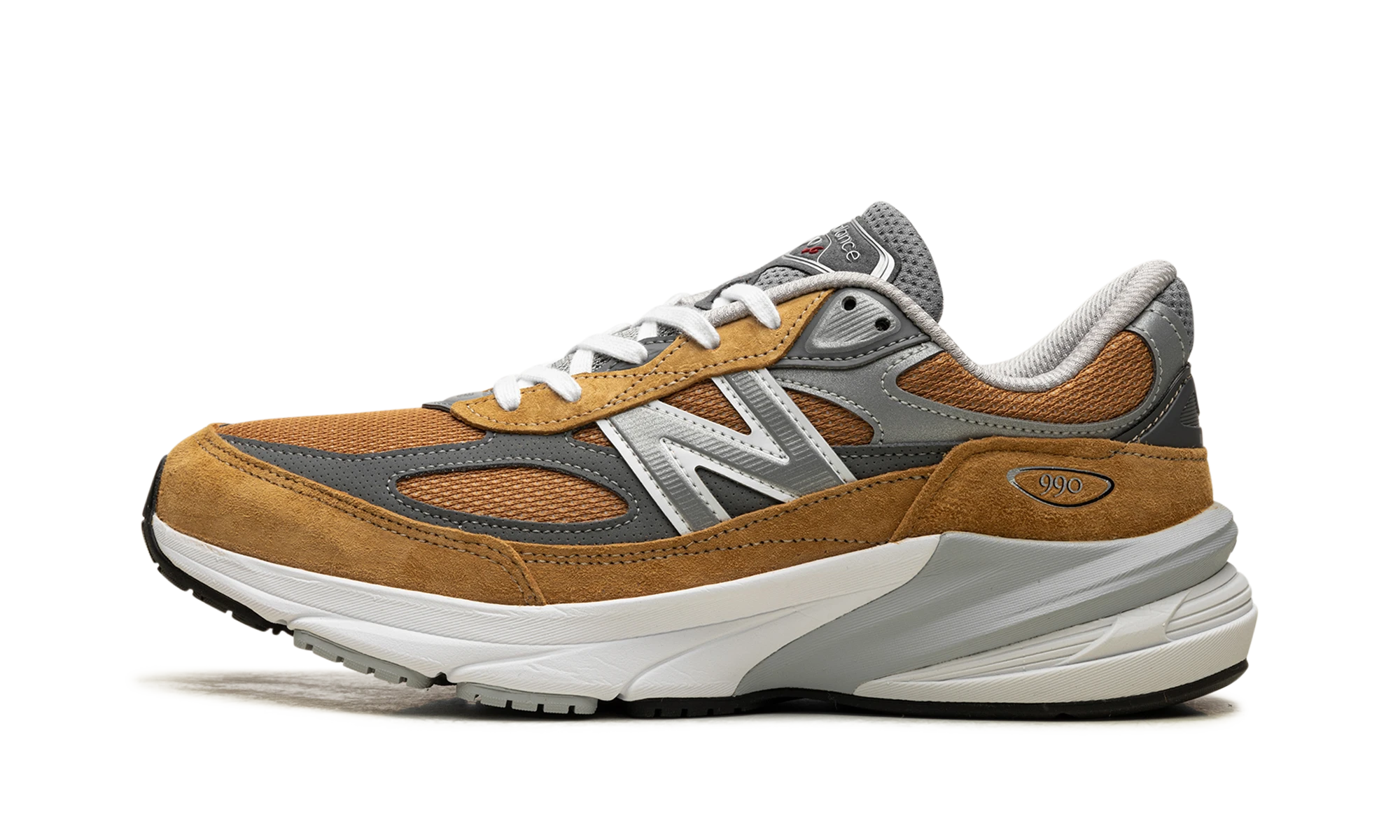 Sneaker New Balance 990v6 MiUSA Workwear Grey (U990TN6) in leather grey — outer profile view.
